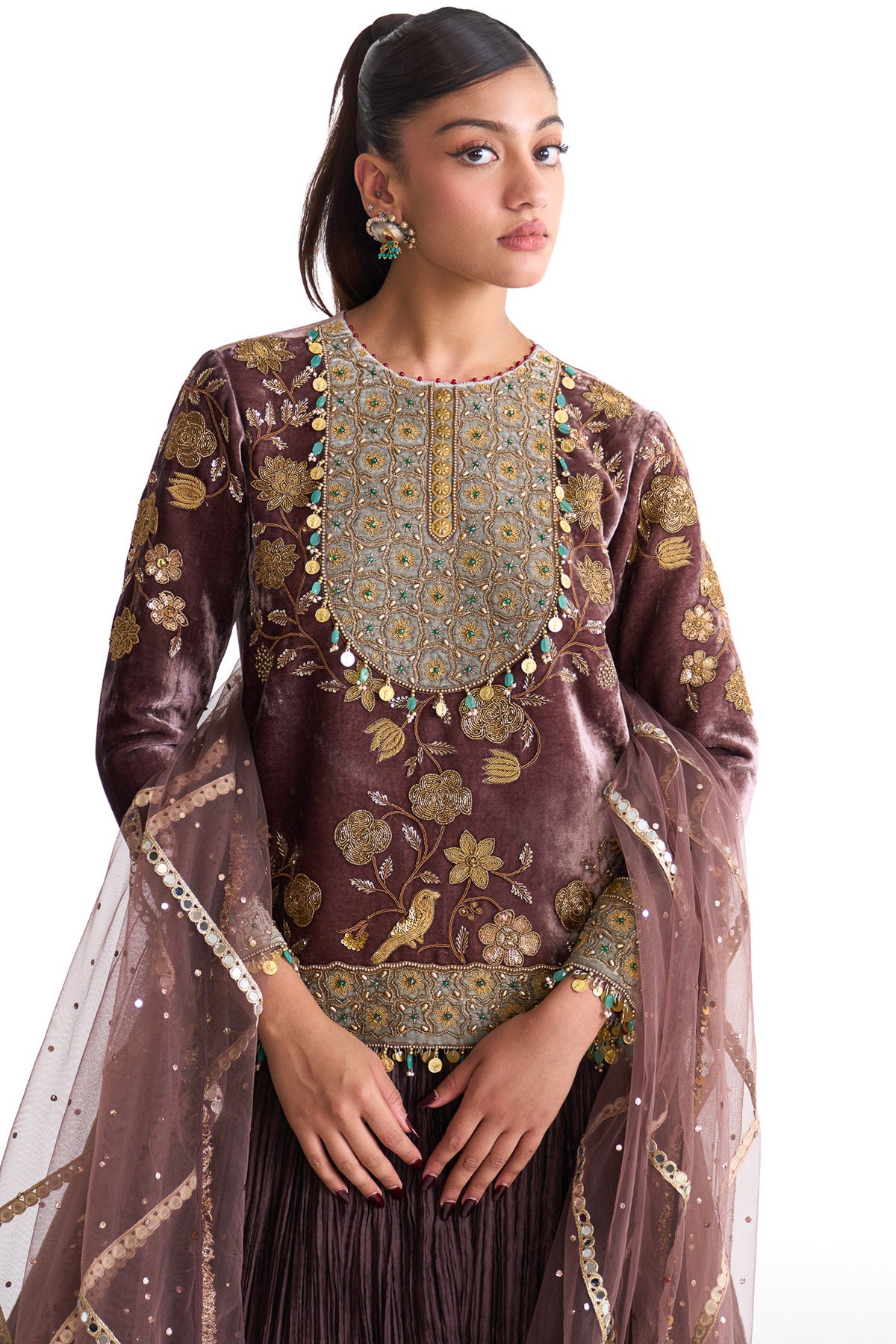 Golden story short kurta lehenga set