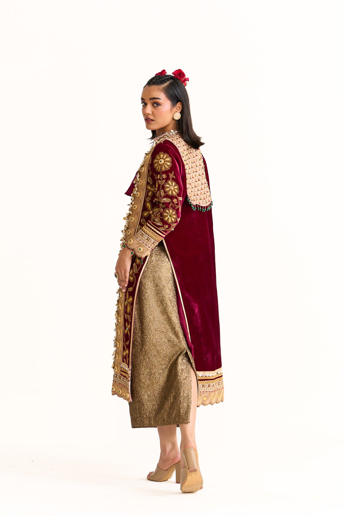 Long jacket with pencil skirt