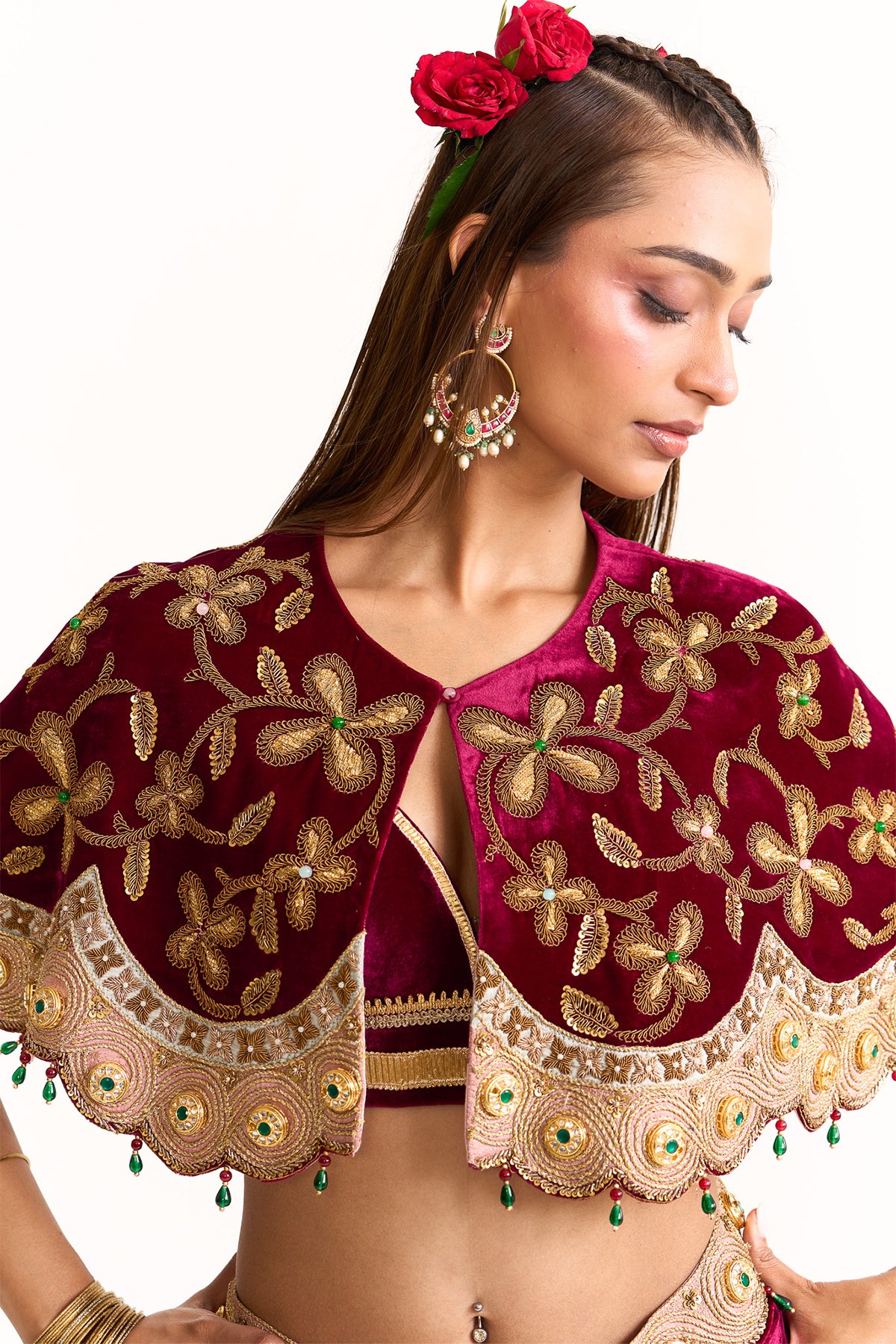 Short cape and drape skirt set