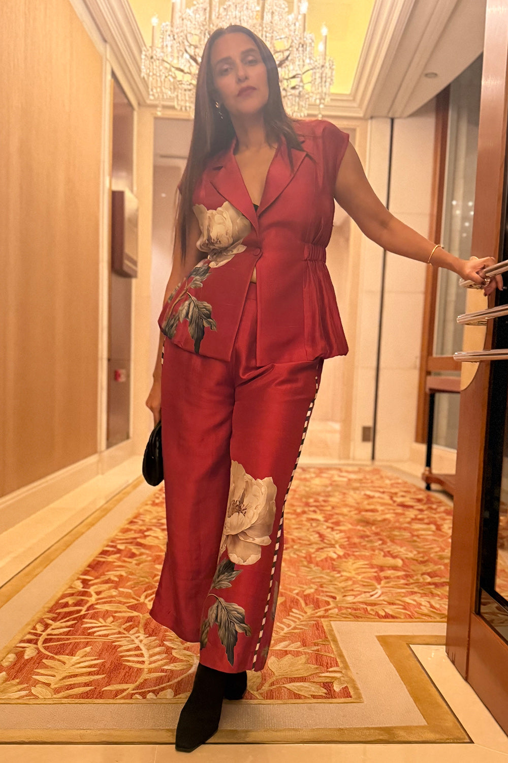 Neha Dhupia in Side elasticated top with palazzo pants