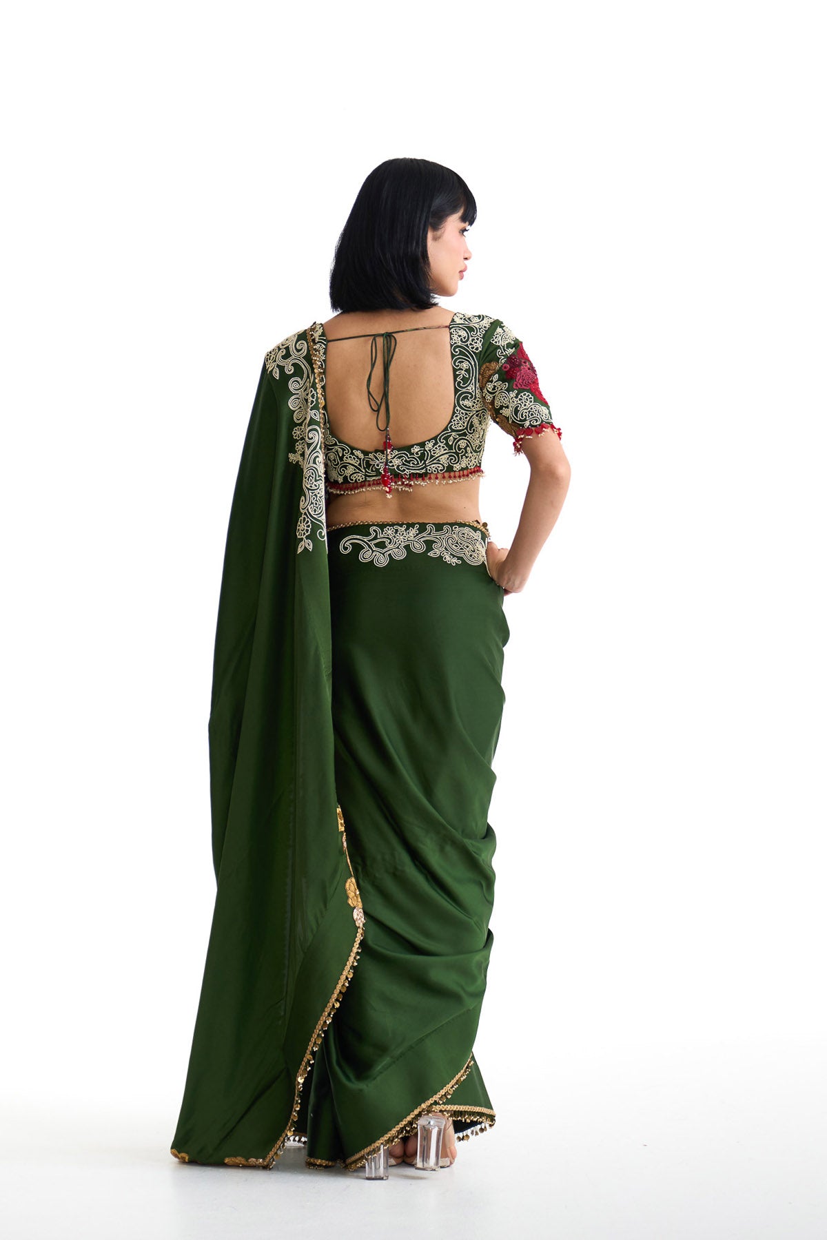Jade open saree