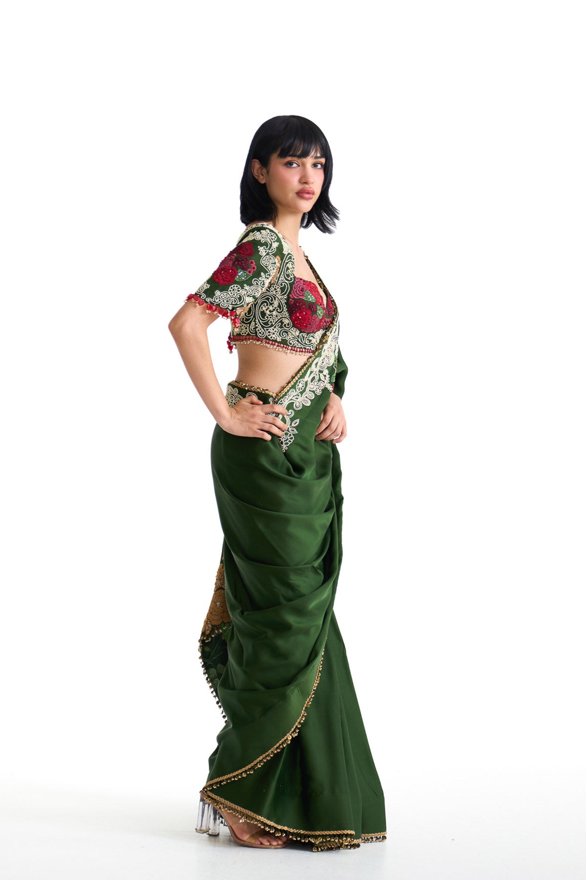 Jade open saree