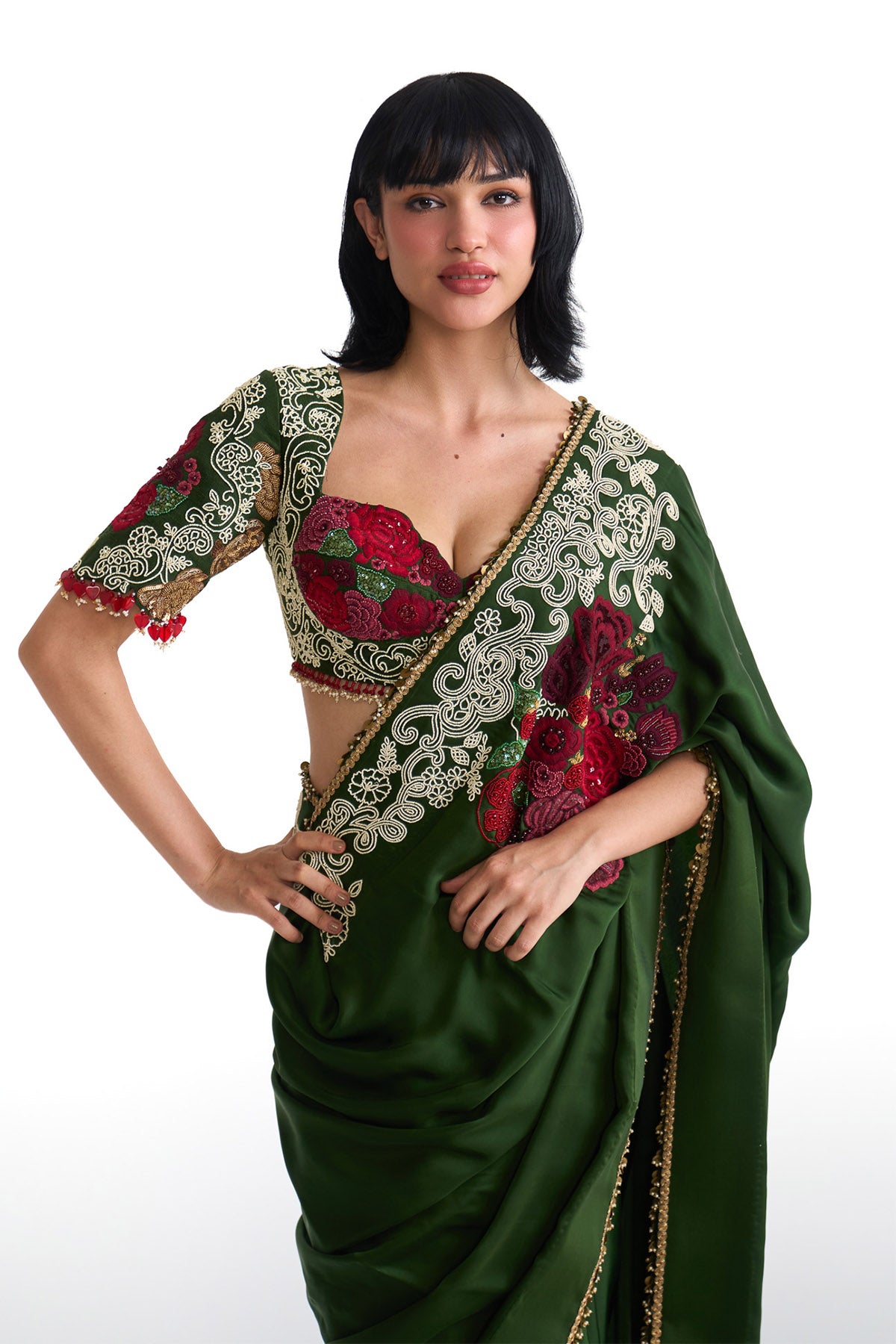 Jade open saree