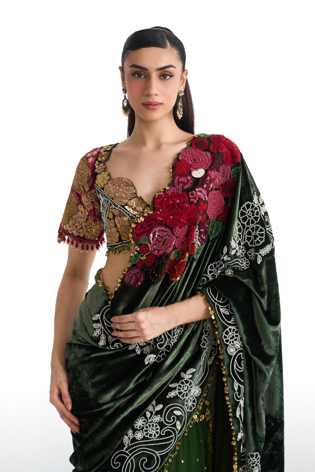Jade lehenga saree set