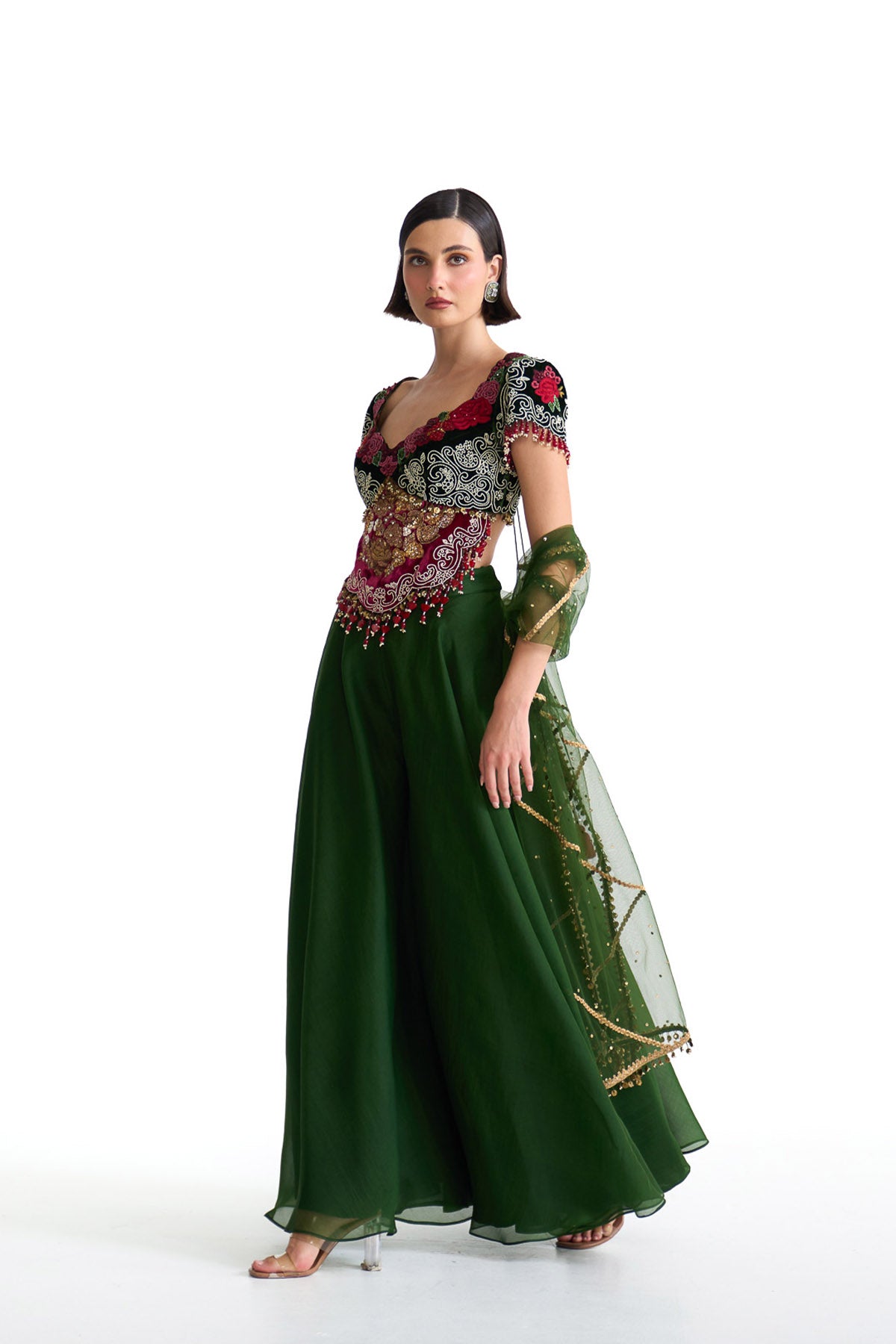 Jade gusset top & sharara set