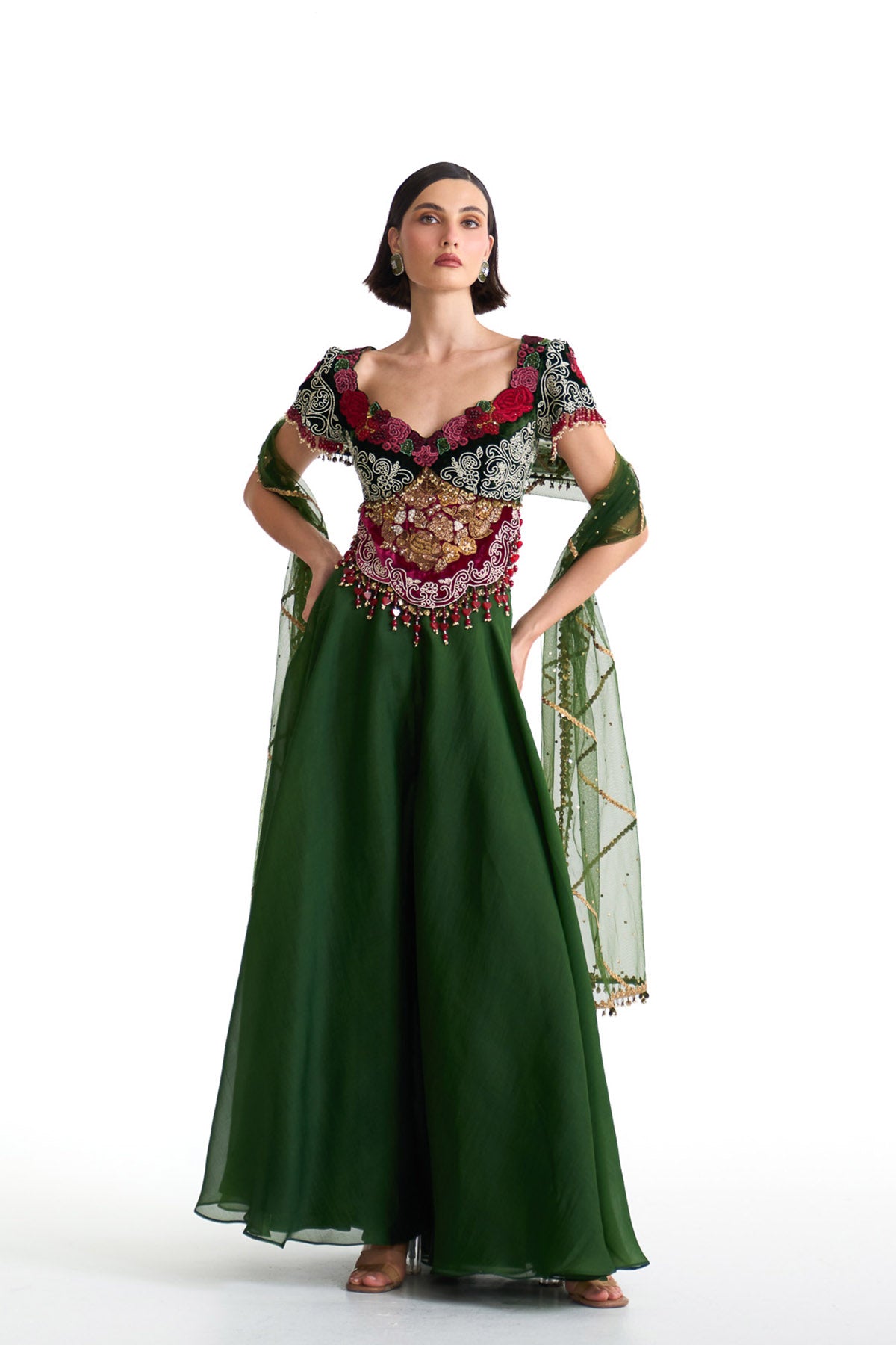 Jade gusset top & sharara set