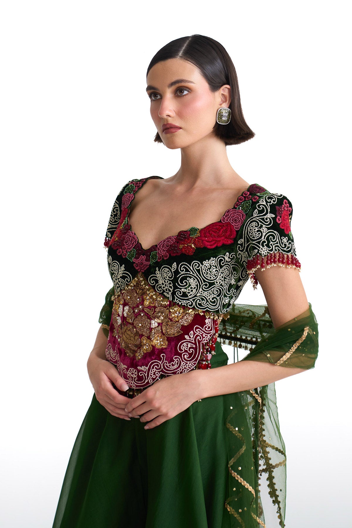 Jade gusset top & sharara set