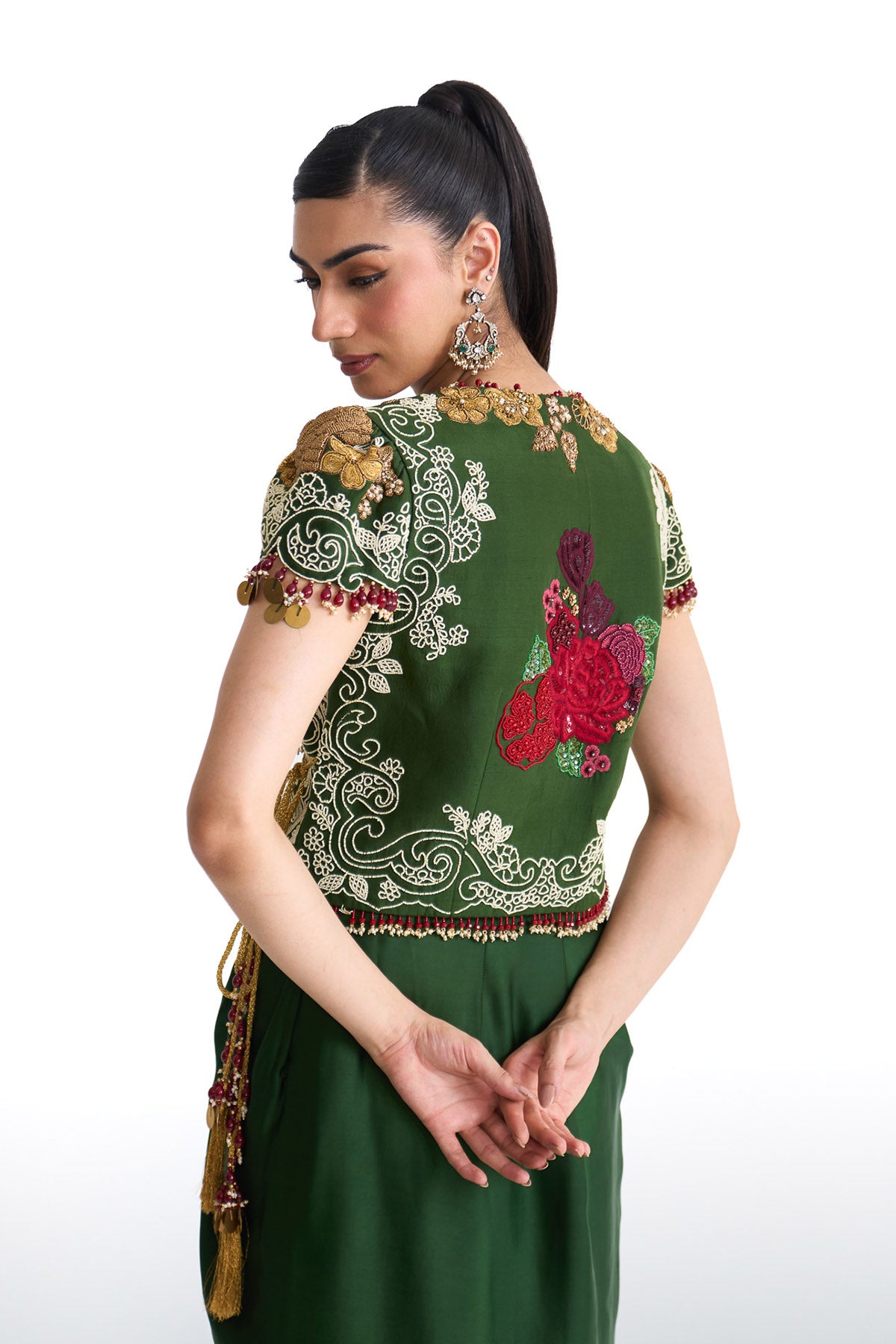 Jade wrap top & drape skirt set