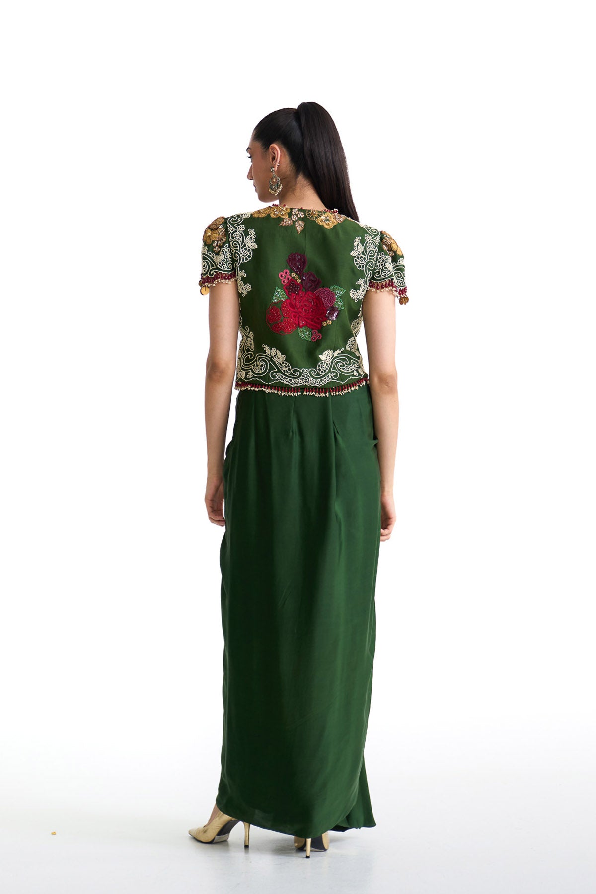 Jade wrap top & drape skirt set