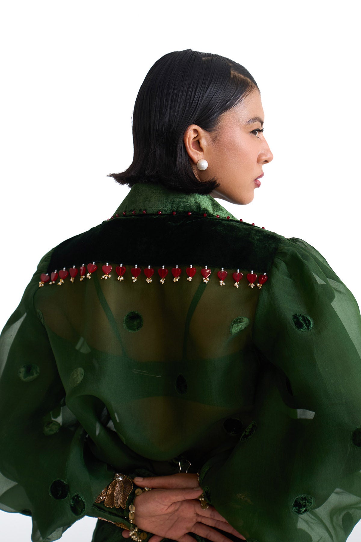 Jade polka shirt & skirt set