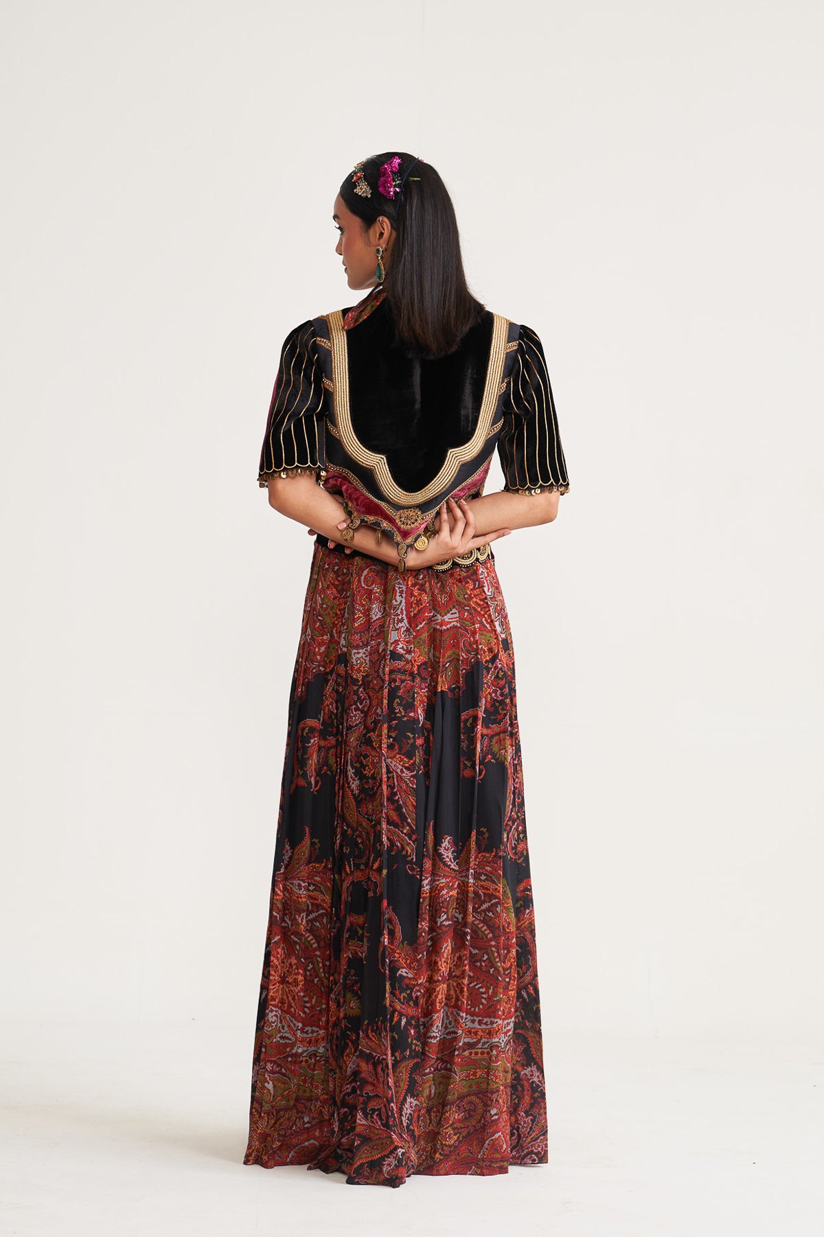 Pleated skirt jacket set