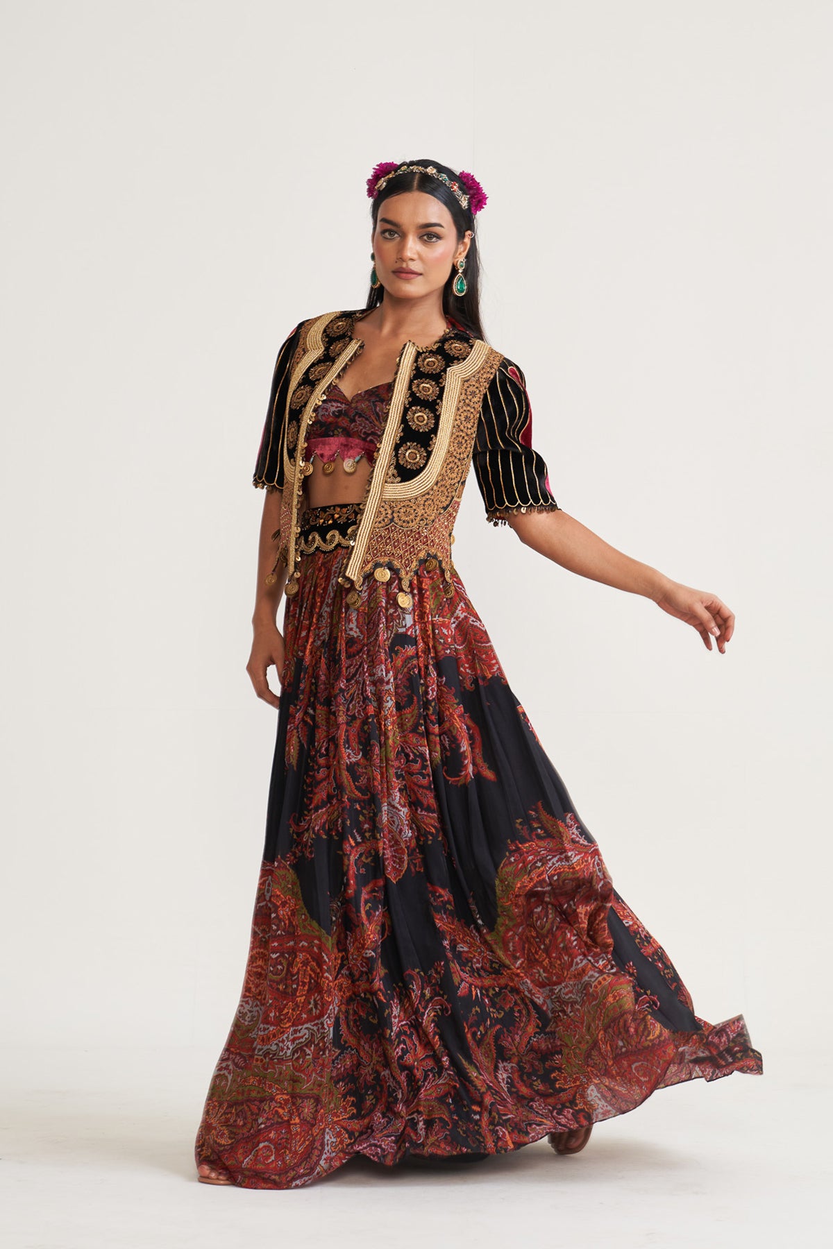 Pleated skirt jacket set