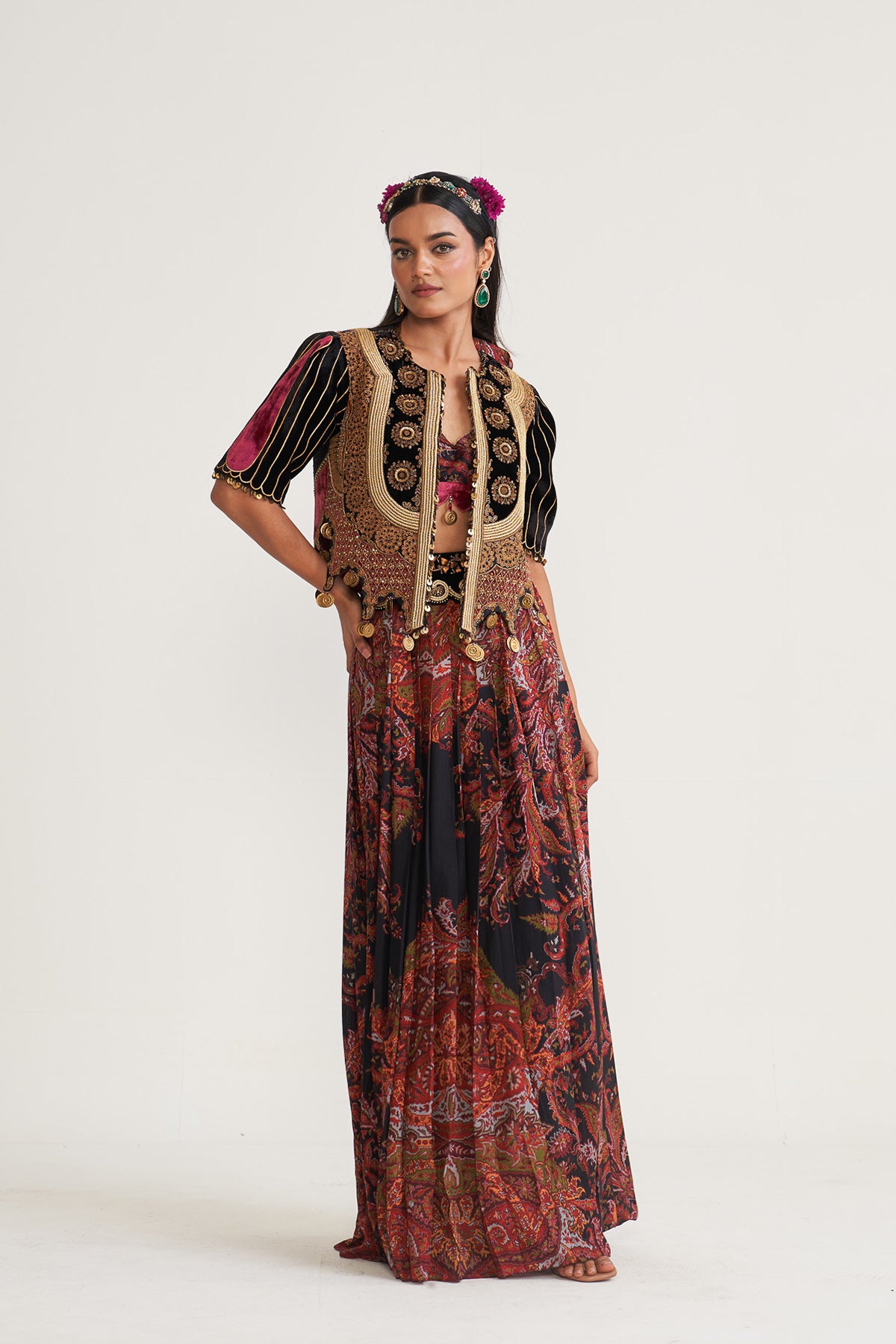 Pleated skirt jacket set