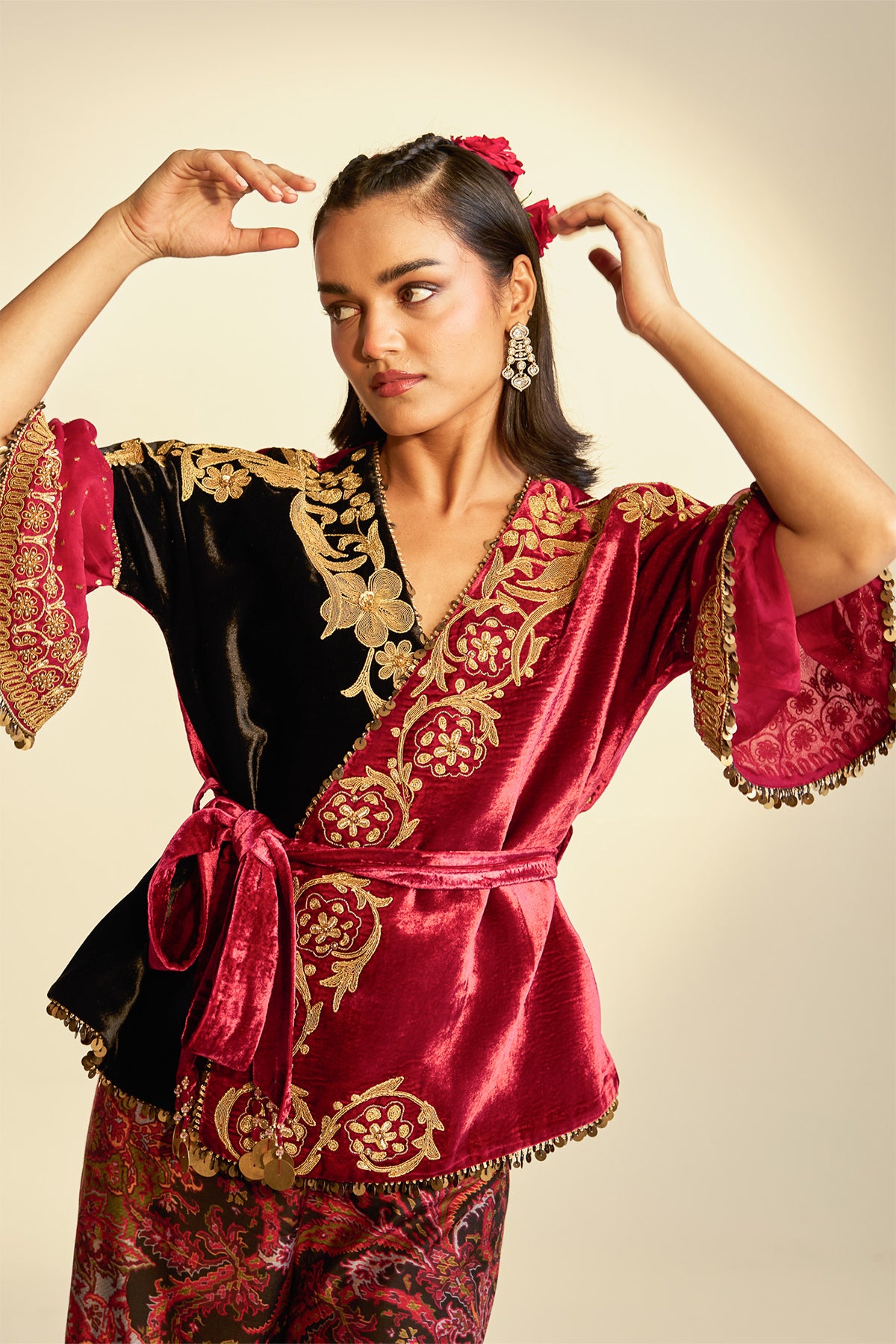 Wrap jacket garara set