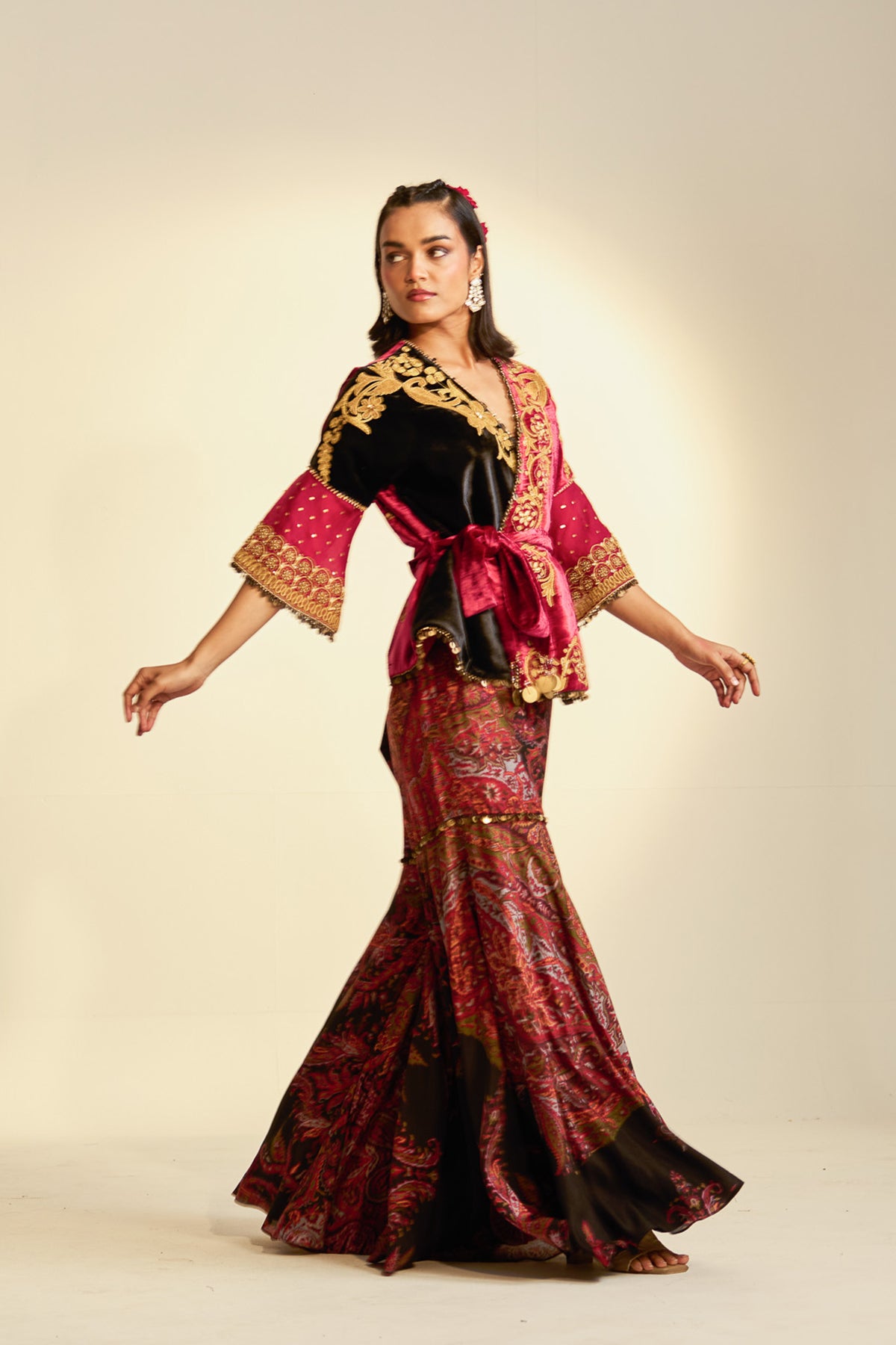 Wrap jacket garara set