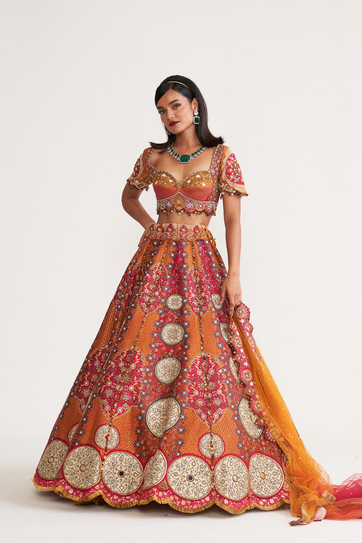 Mustard inlay lehenga