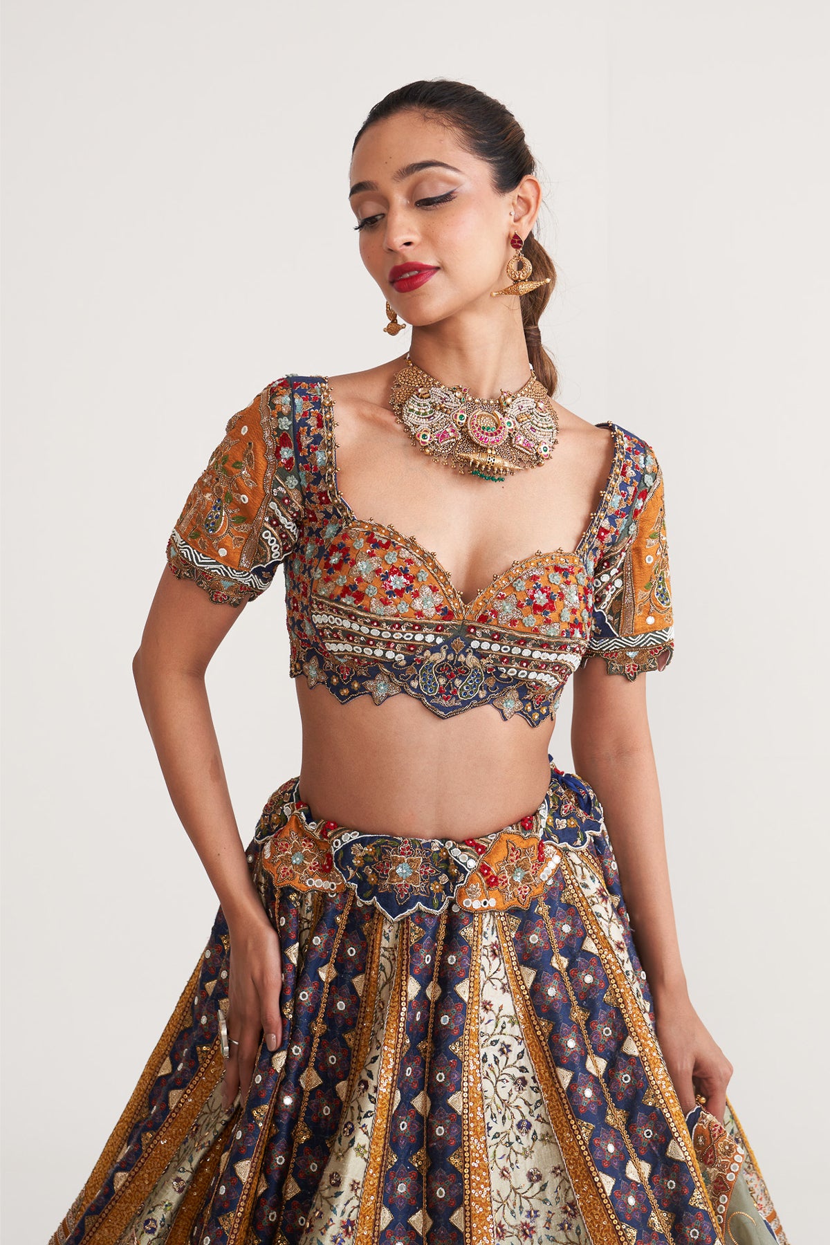 Blue inlay lehenga