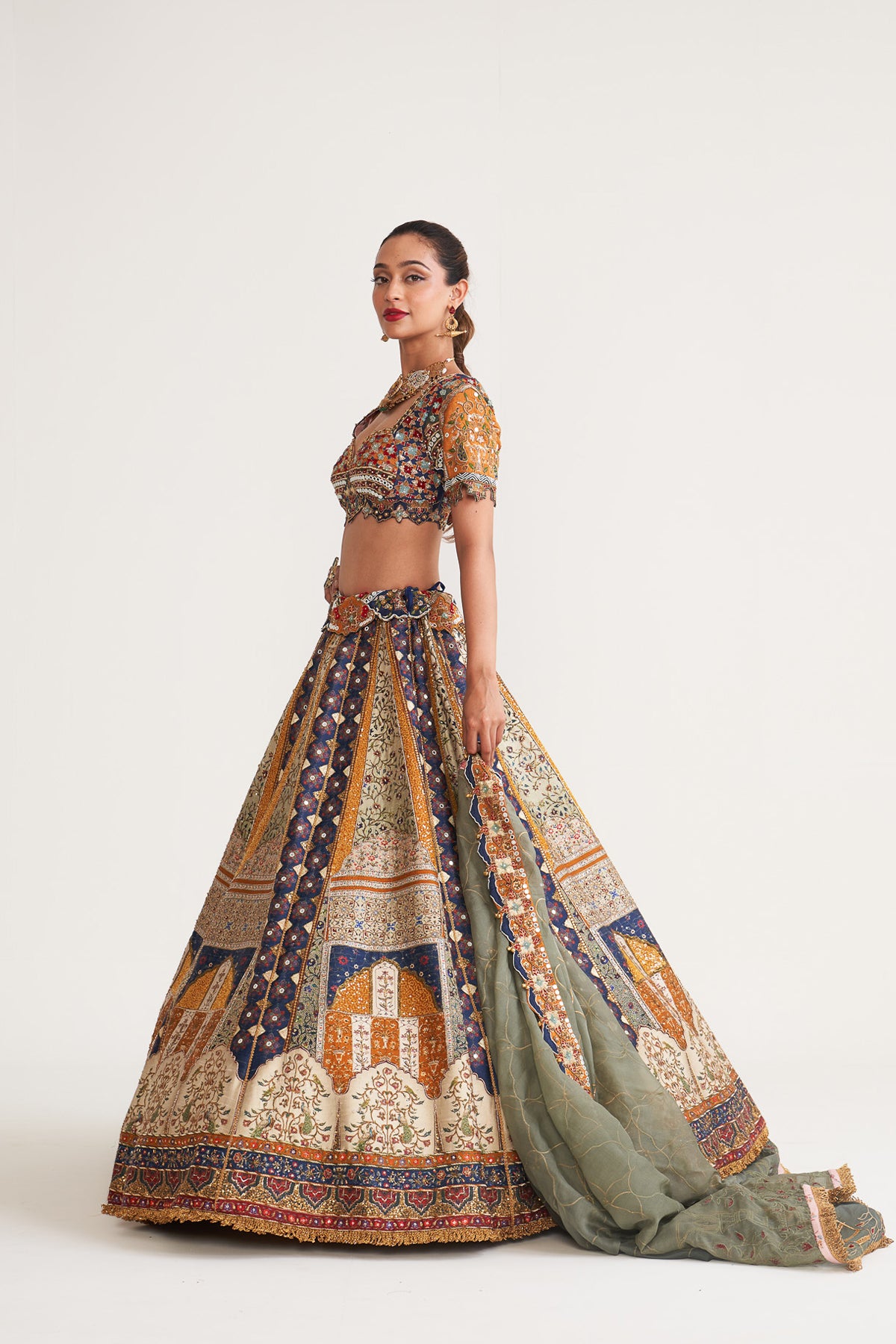 Blue inlay lehenga