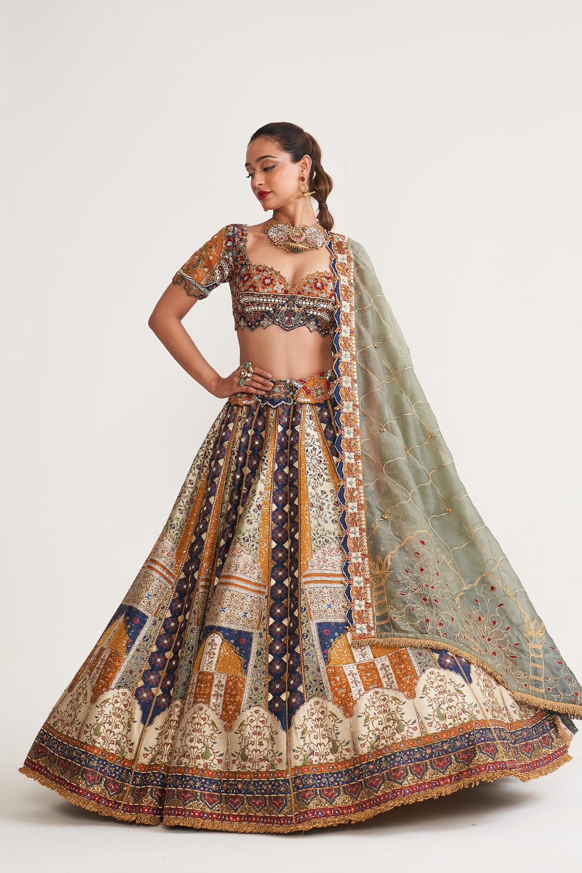 Blue inlay lehenga