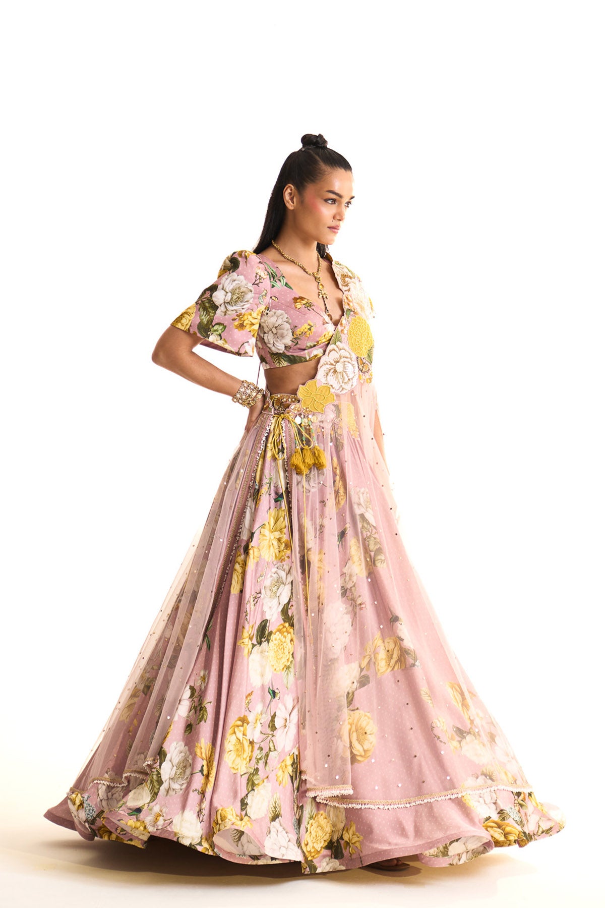 marigold drape & lehenga set