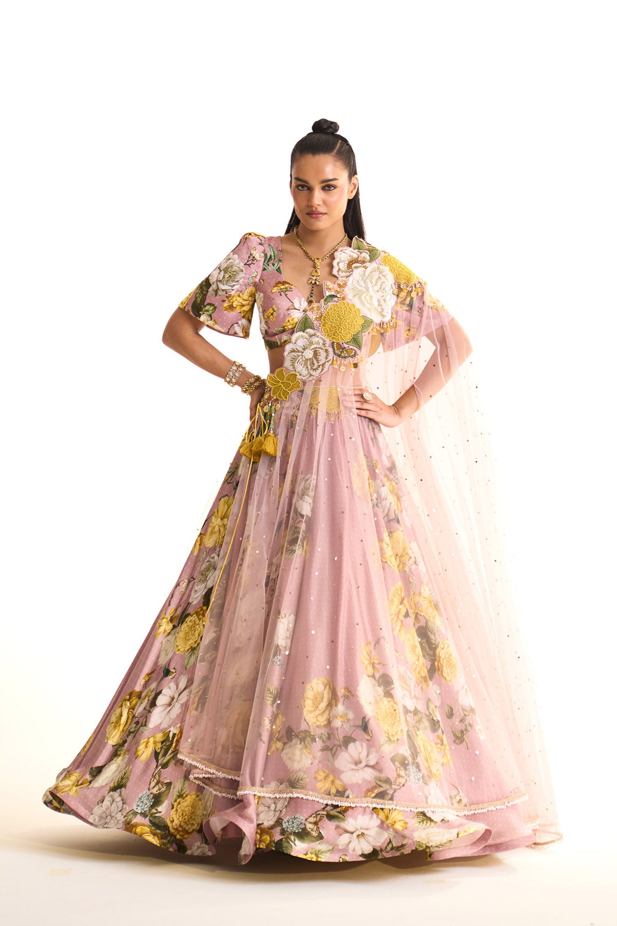 marigold drape & lehenga set