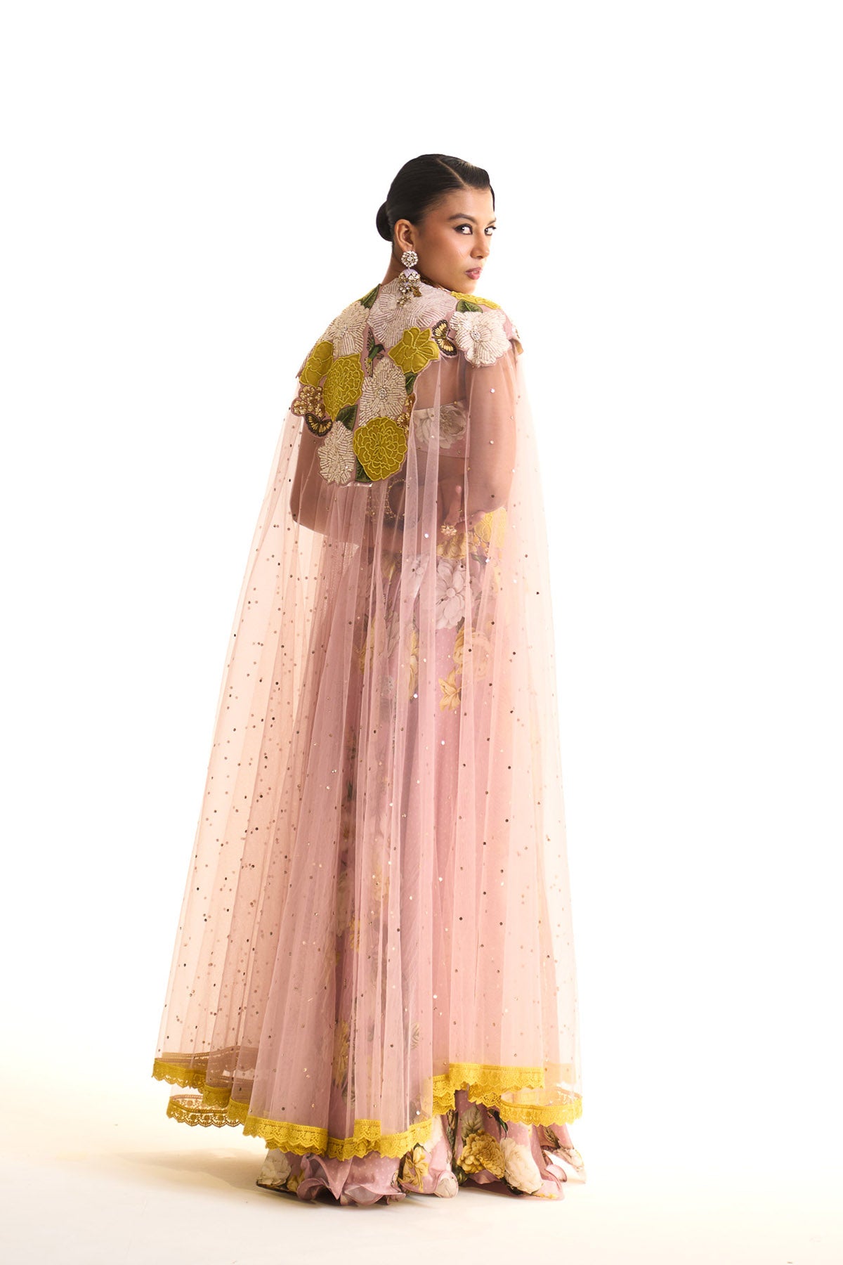 Marigold amber jacket cape & sharara set