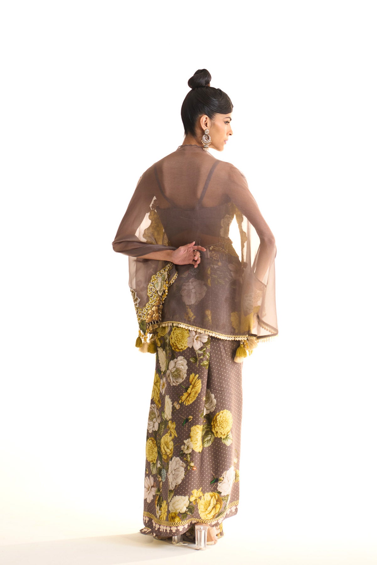 Marigold asymetrical cape & drape skirt set