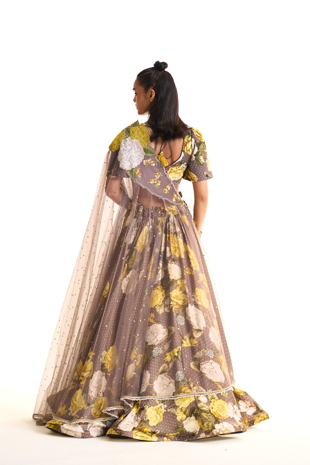 marigold drape & lehenga set