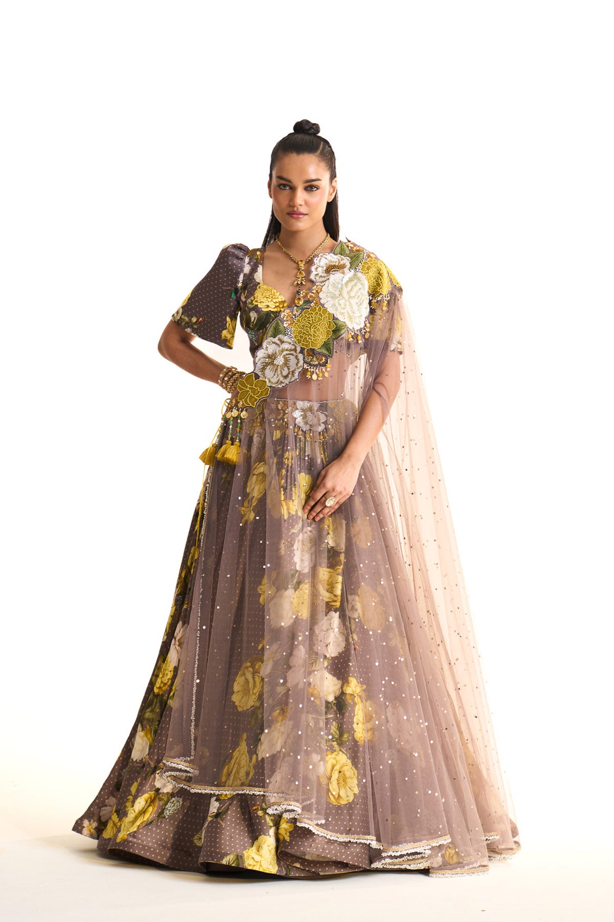 marigold drape & lehenga set