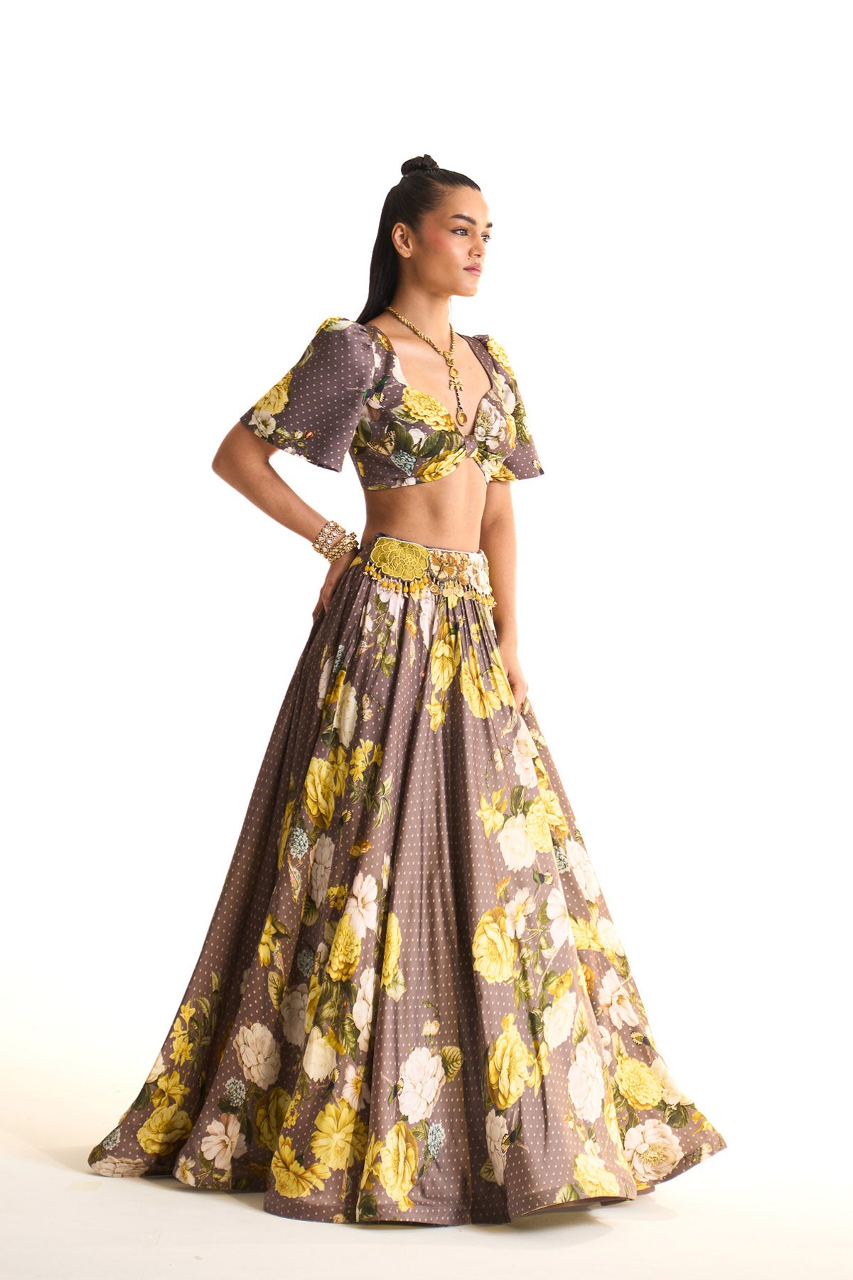 marigold drape & lehenga set