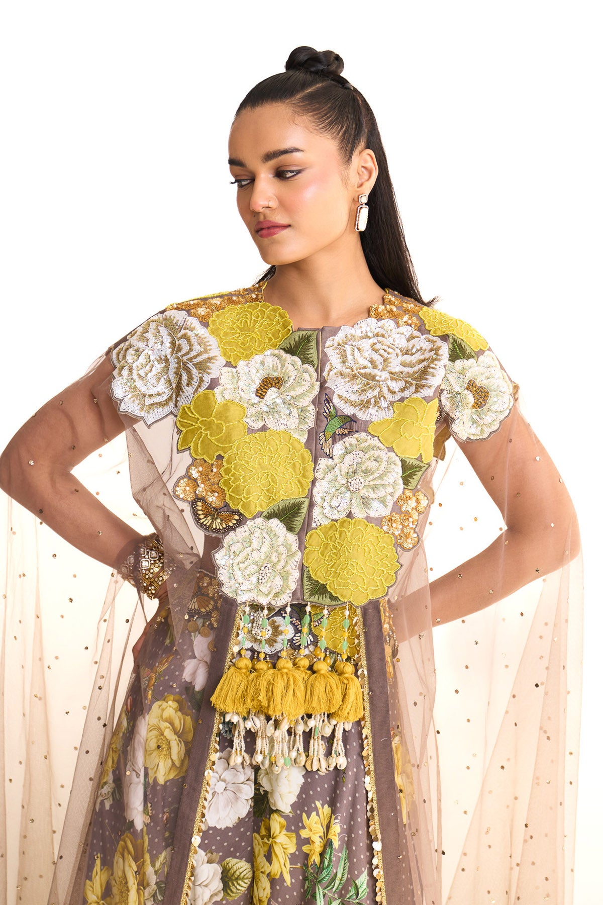 Marigold amber jacket cape & sharara set