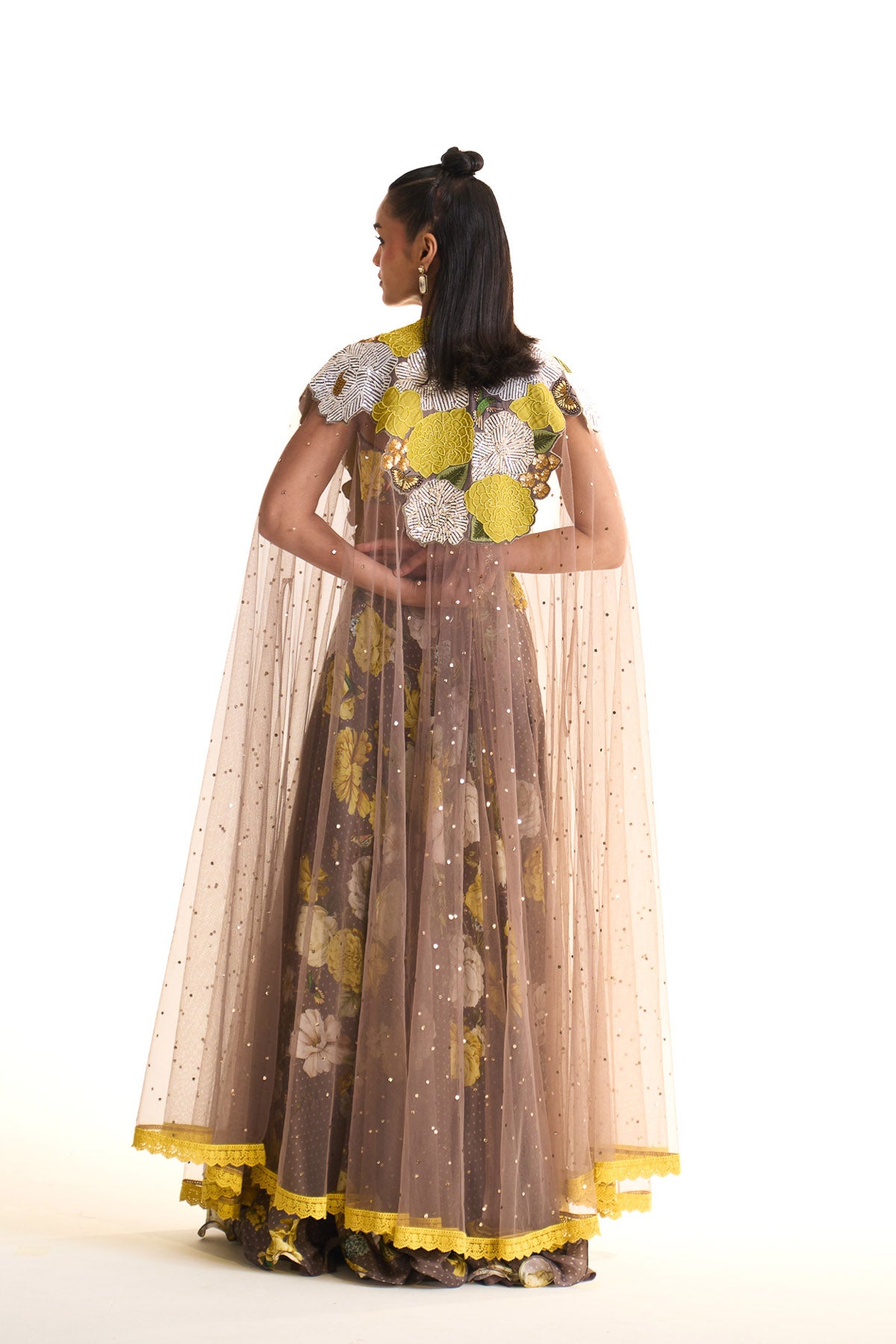Marigold amber jacket cape & sharara set