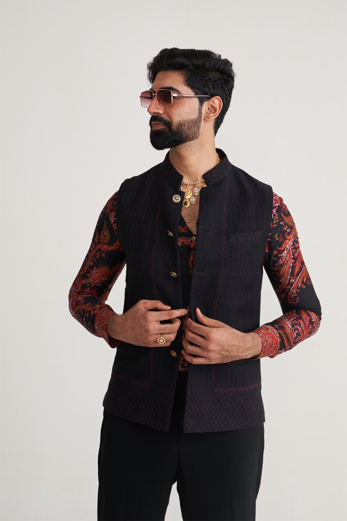 Diamond textured nehru jacket