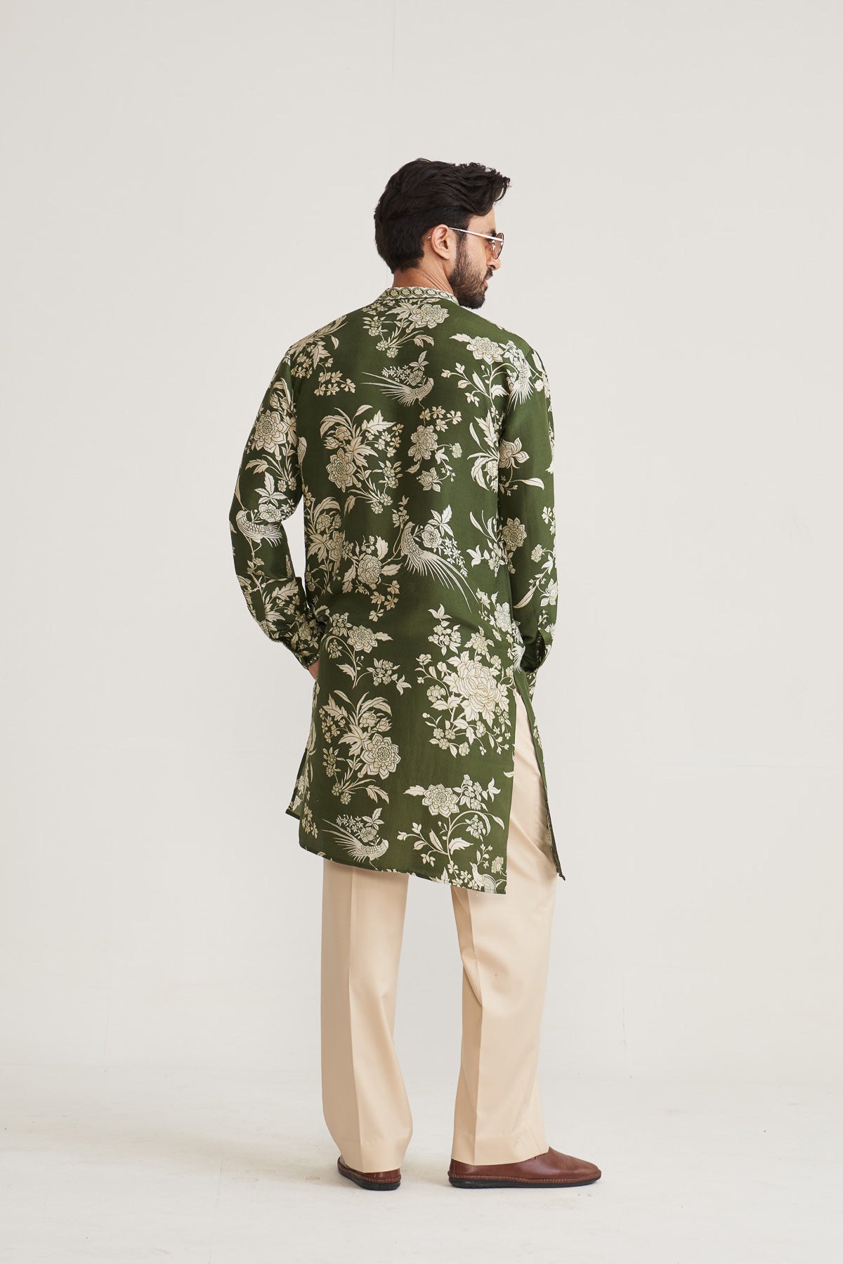 Parsi printed green kurta