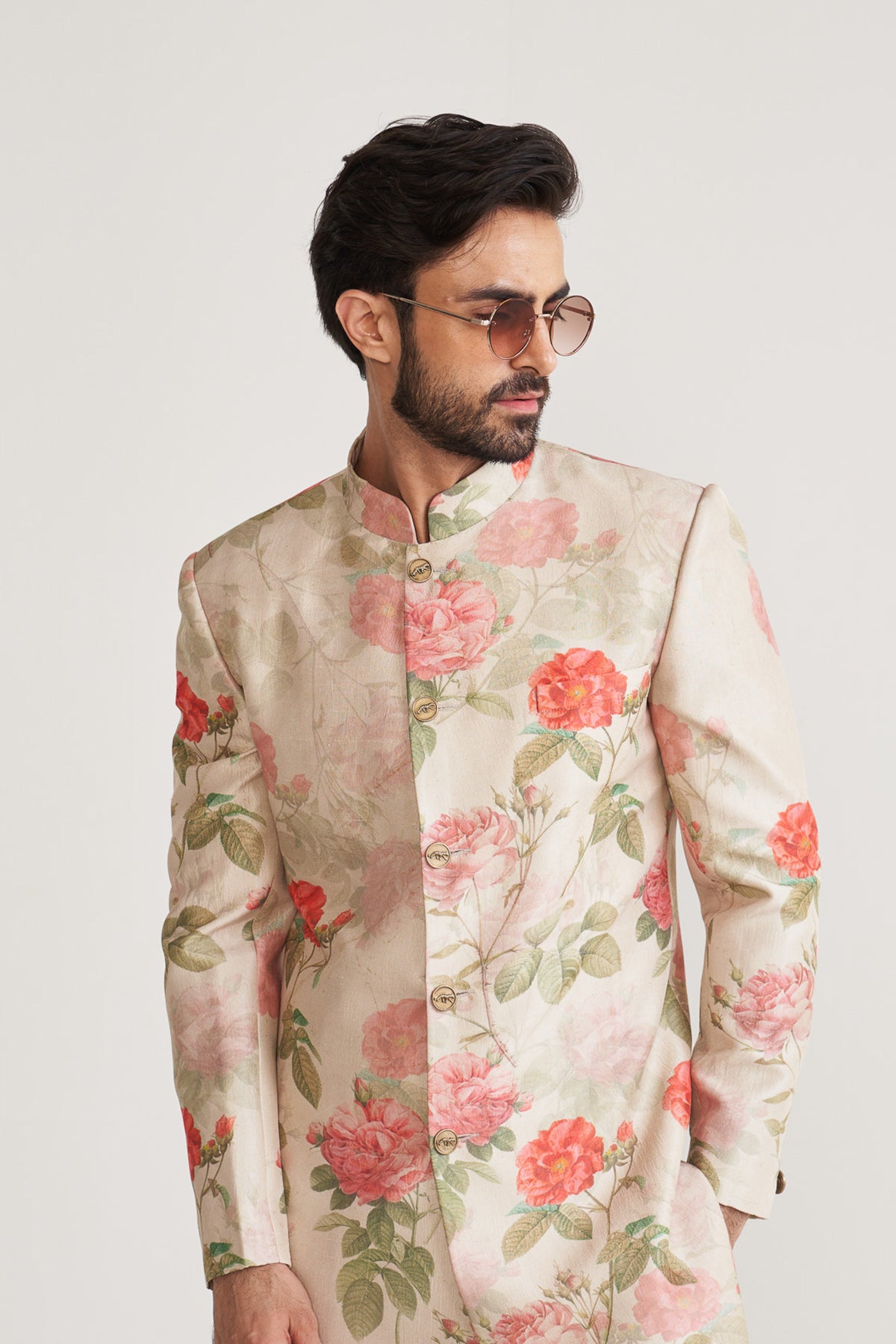 Vintage bloom ivory achkan