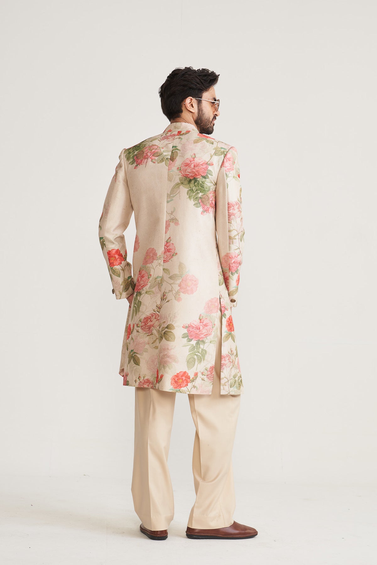 Vintage bloom ivory achkan
