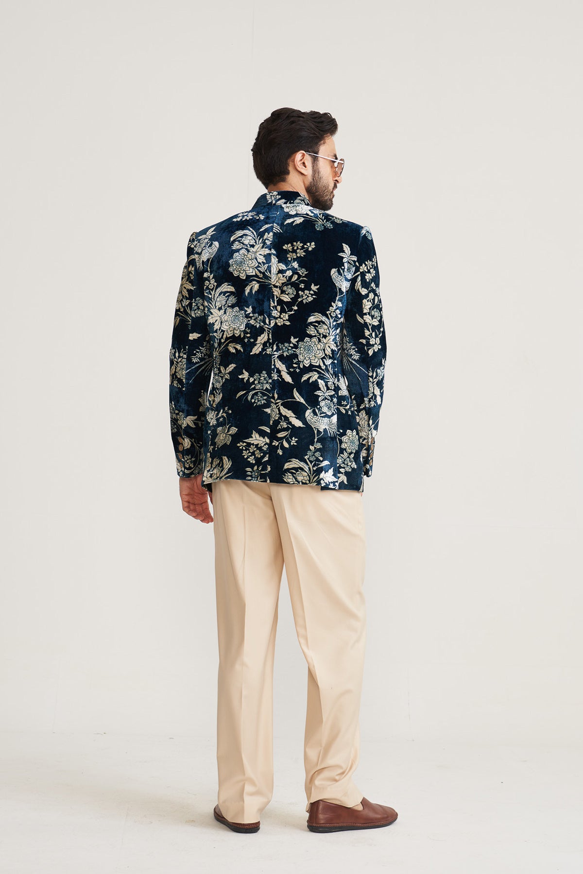 Parsi printed blue bandhgala