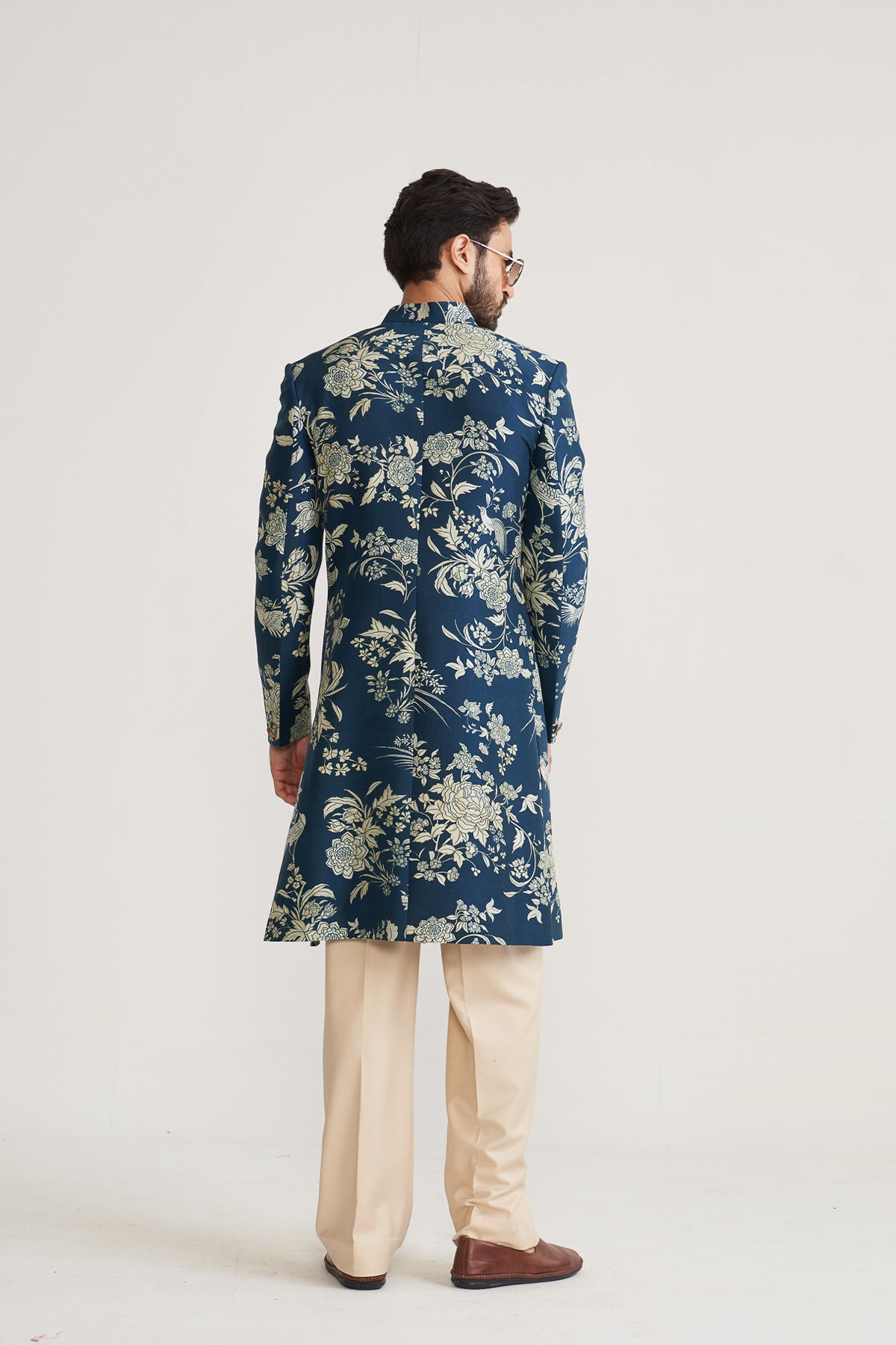 Parsi printed blue achkan