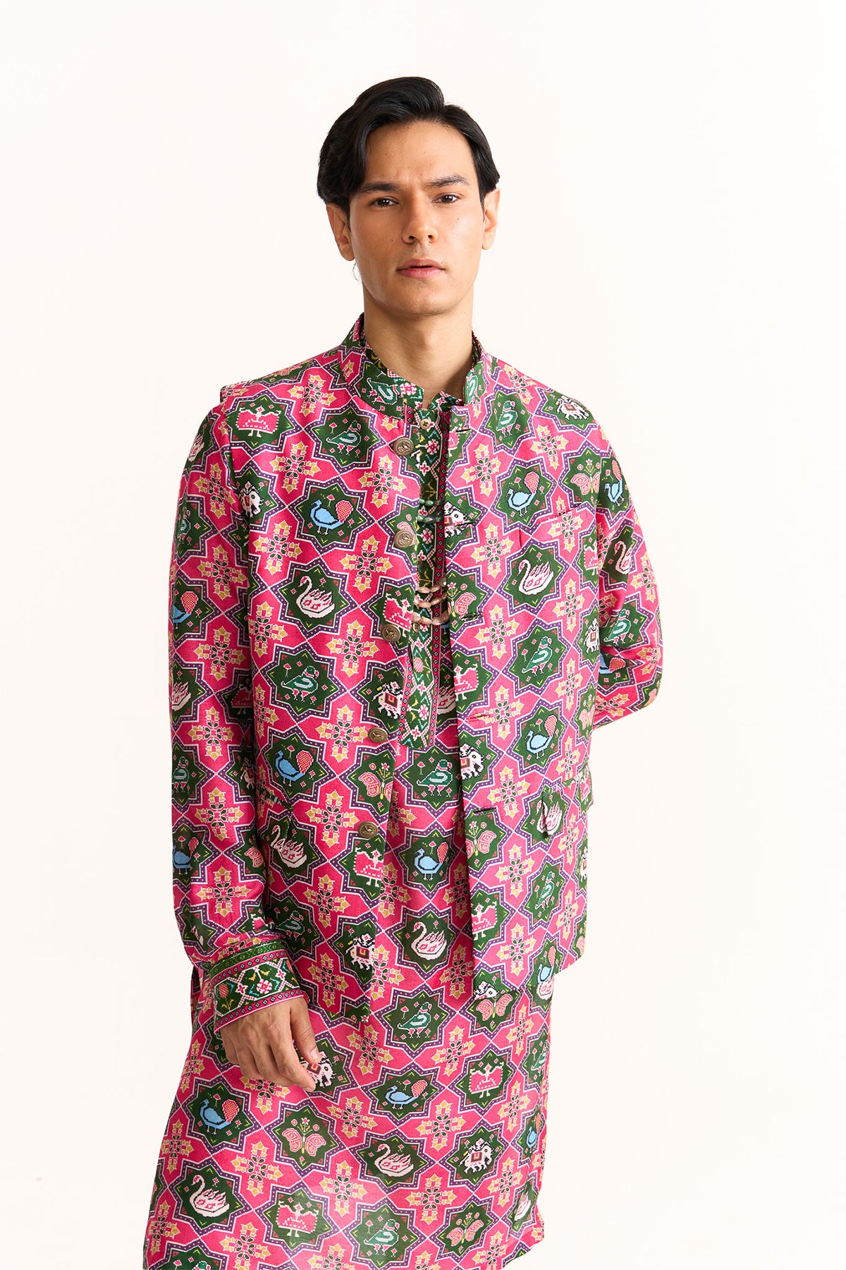 Patola pink nehru jacket