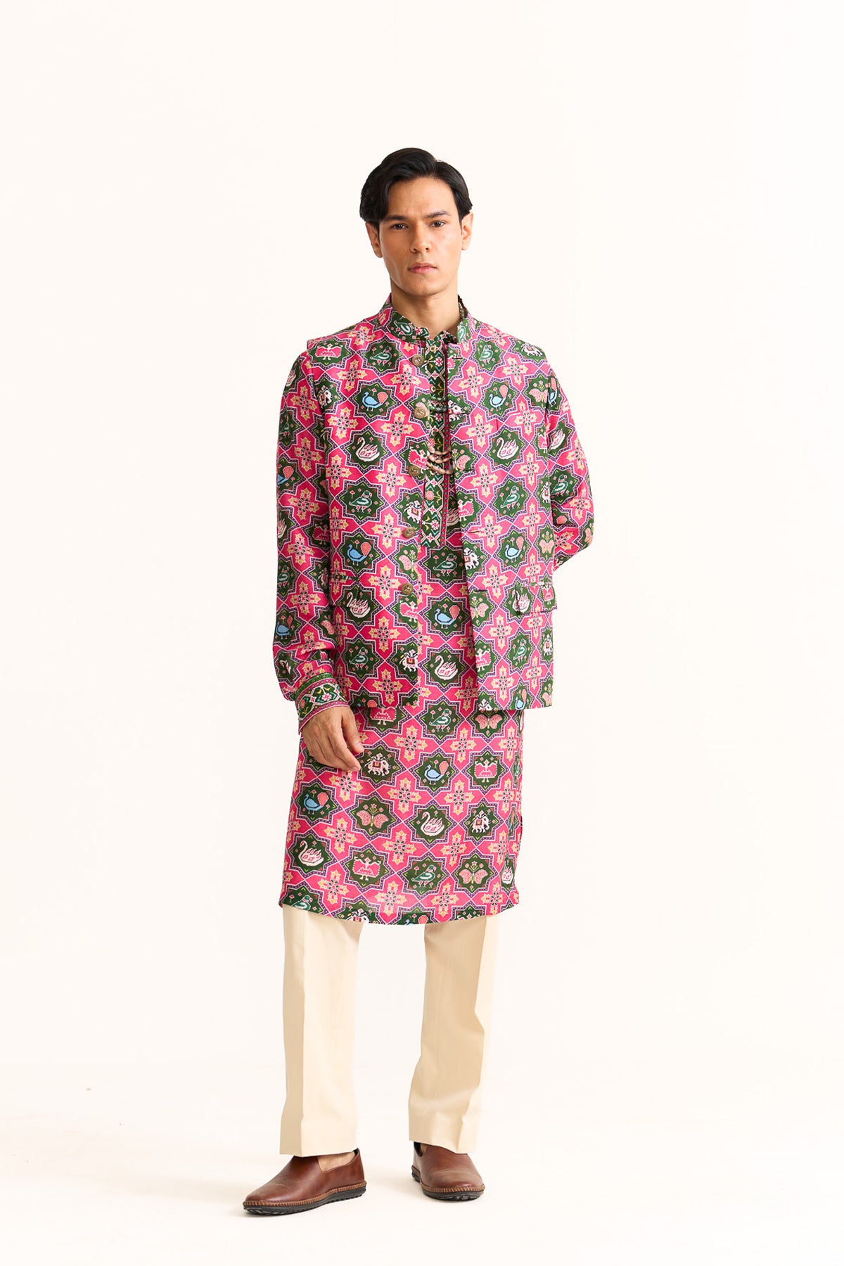 Patola pink nehru jacket