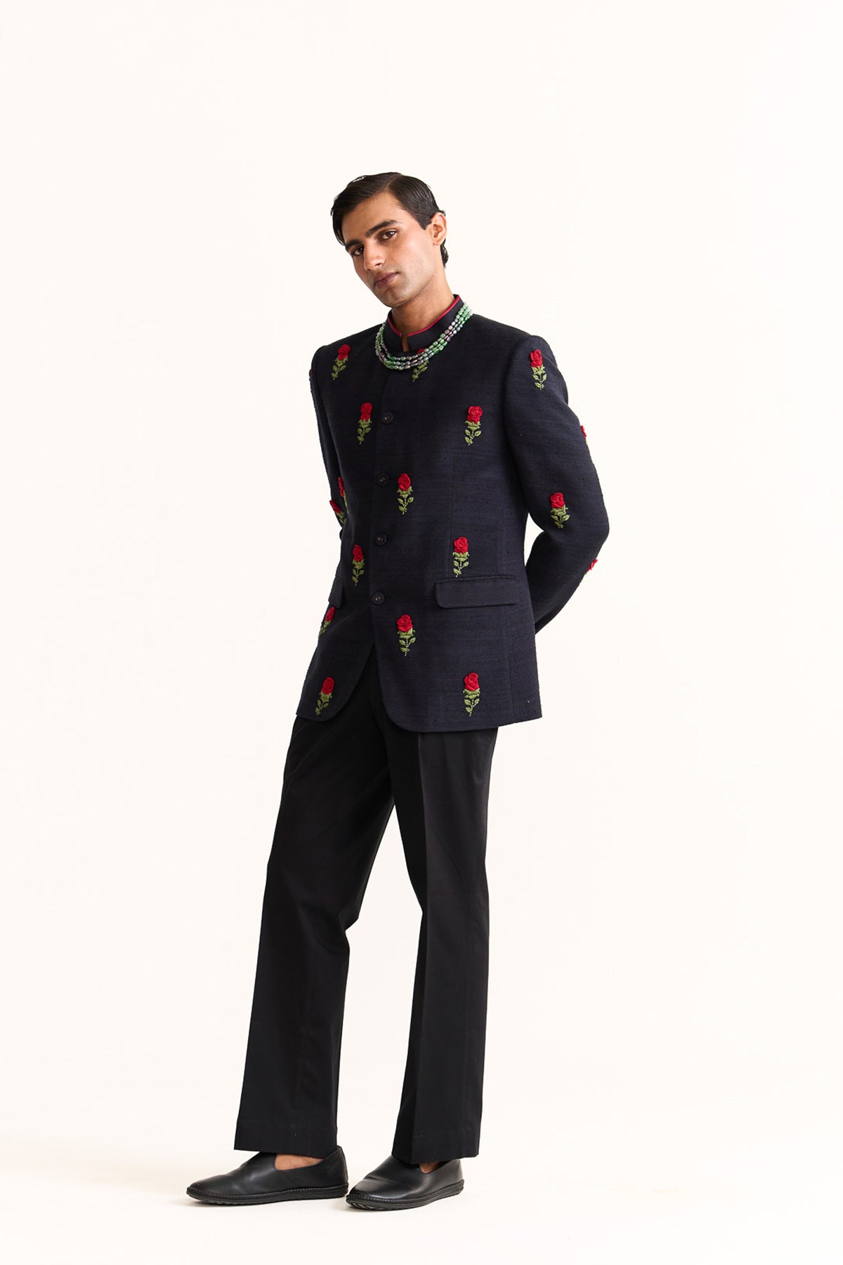 Red Rose embellished bandhgala