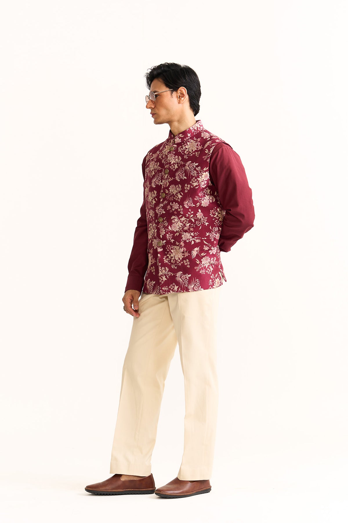 Parsi printed nehru jacket