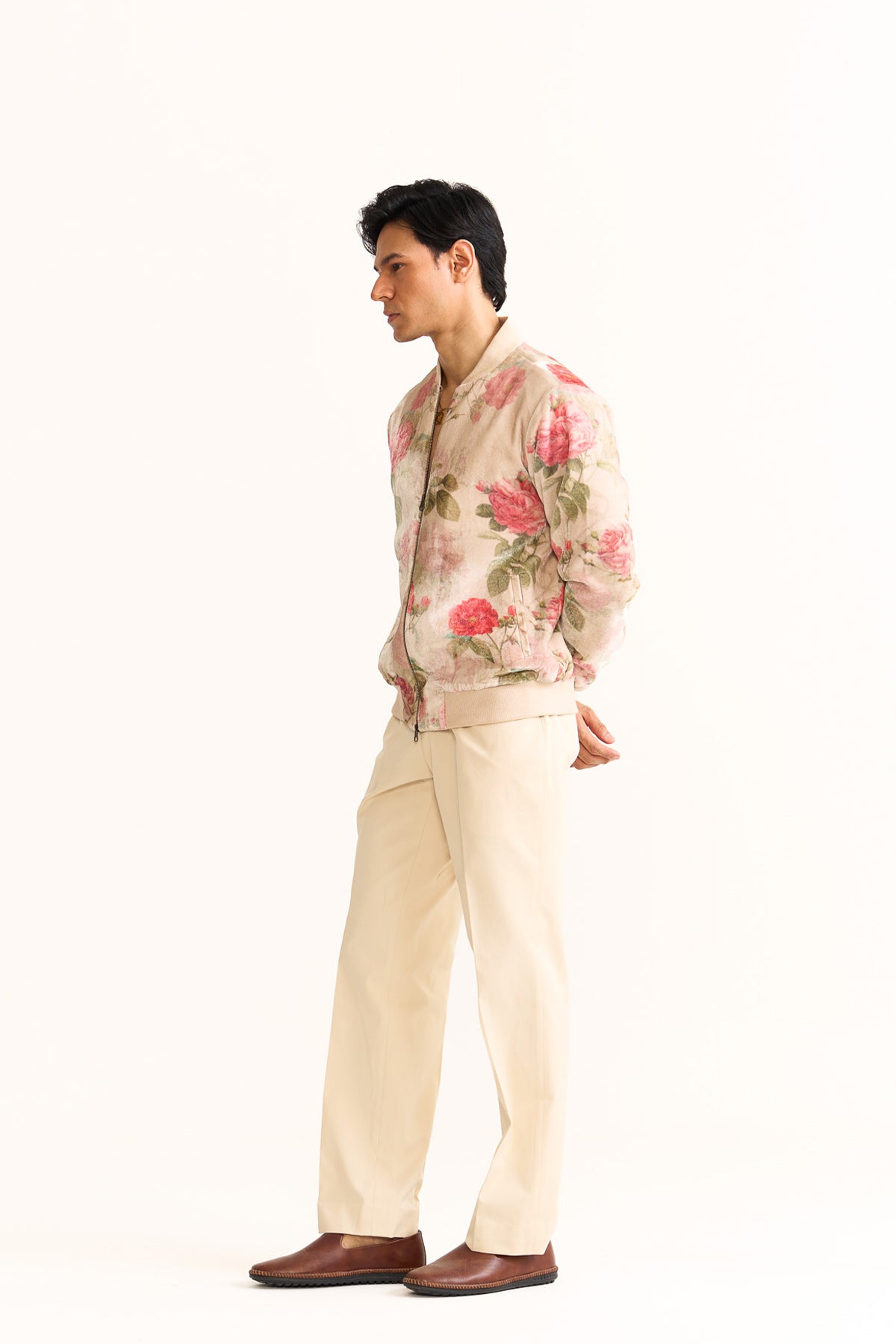 Vintage bloom ivory bomber jacket