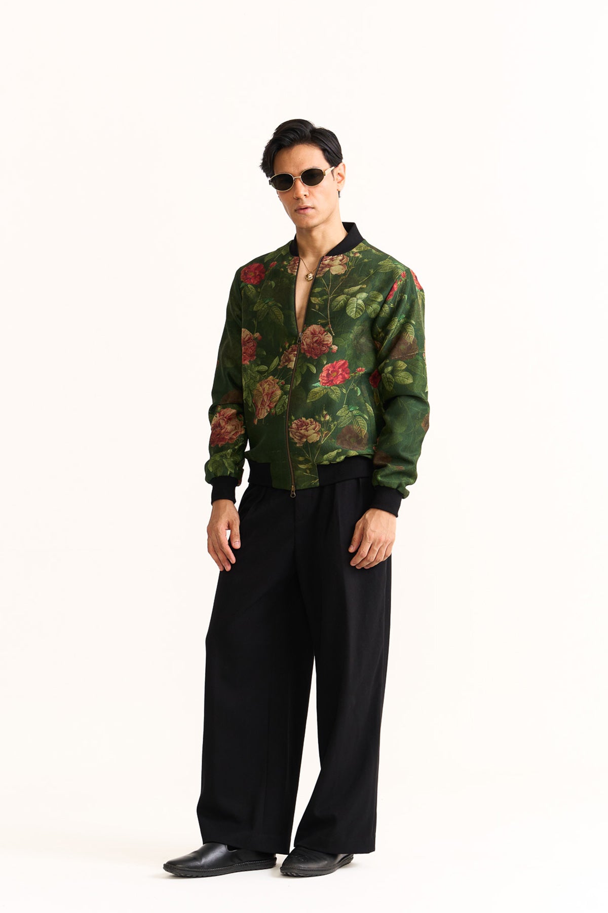 vintage bloom green bomber jacket