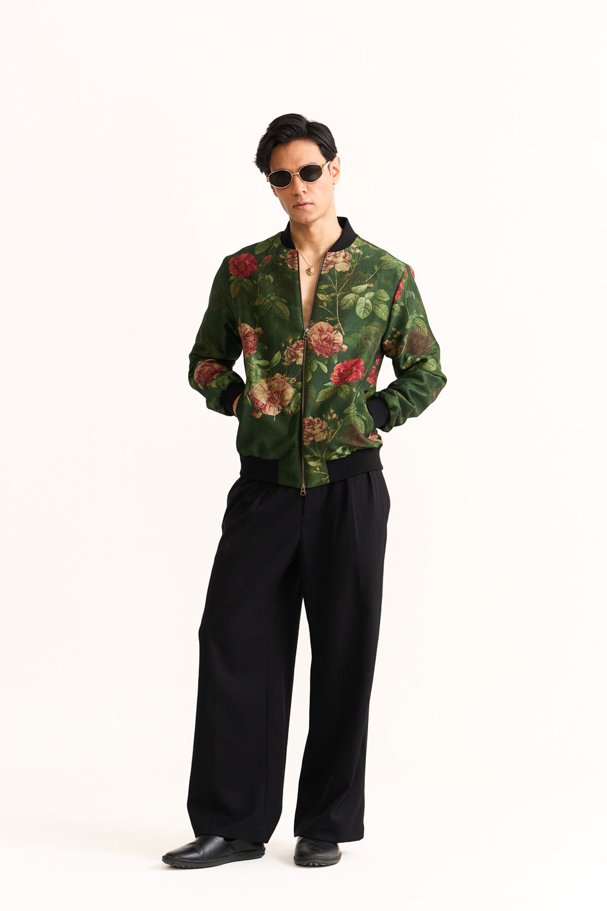 vintage bloom green bomber jacket