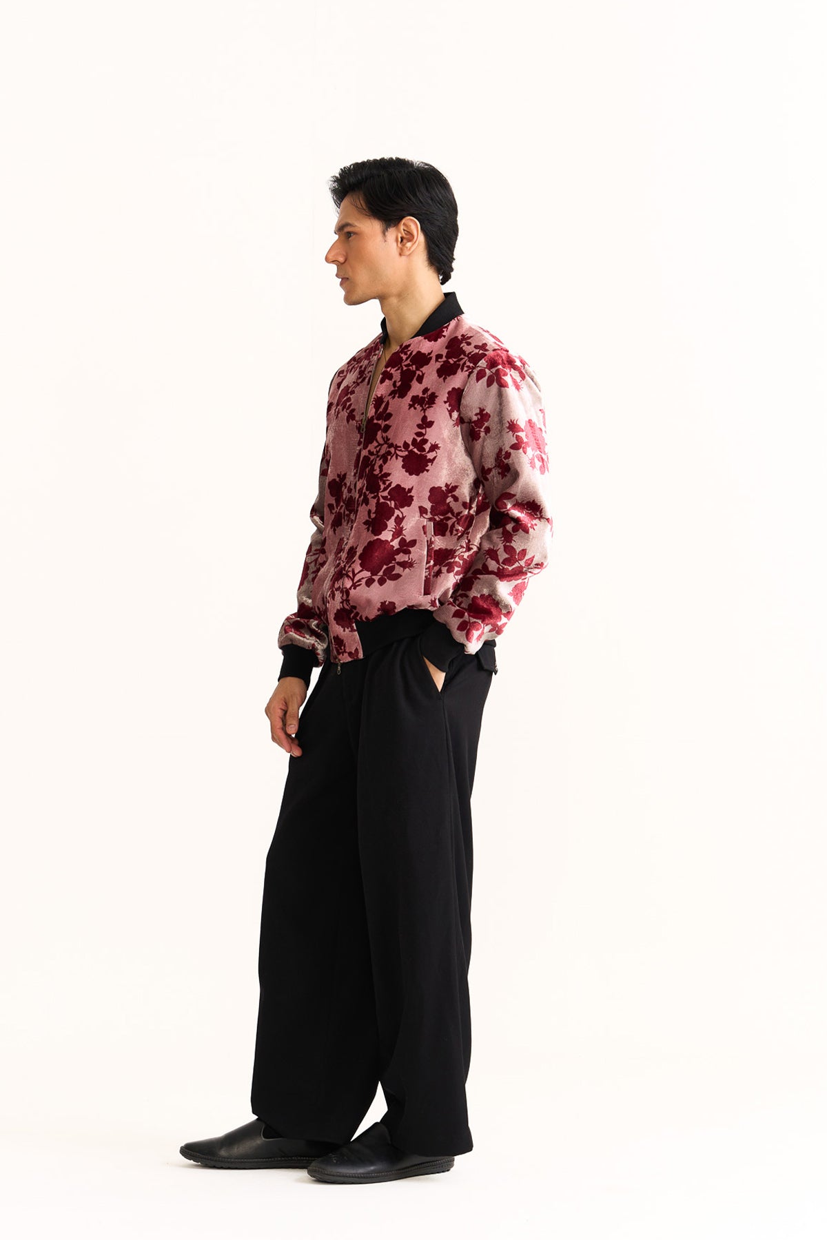Royal rose Red velvet printed bomber