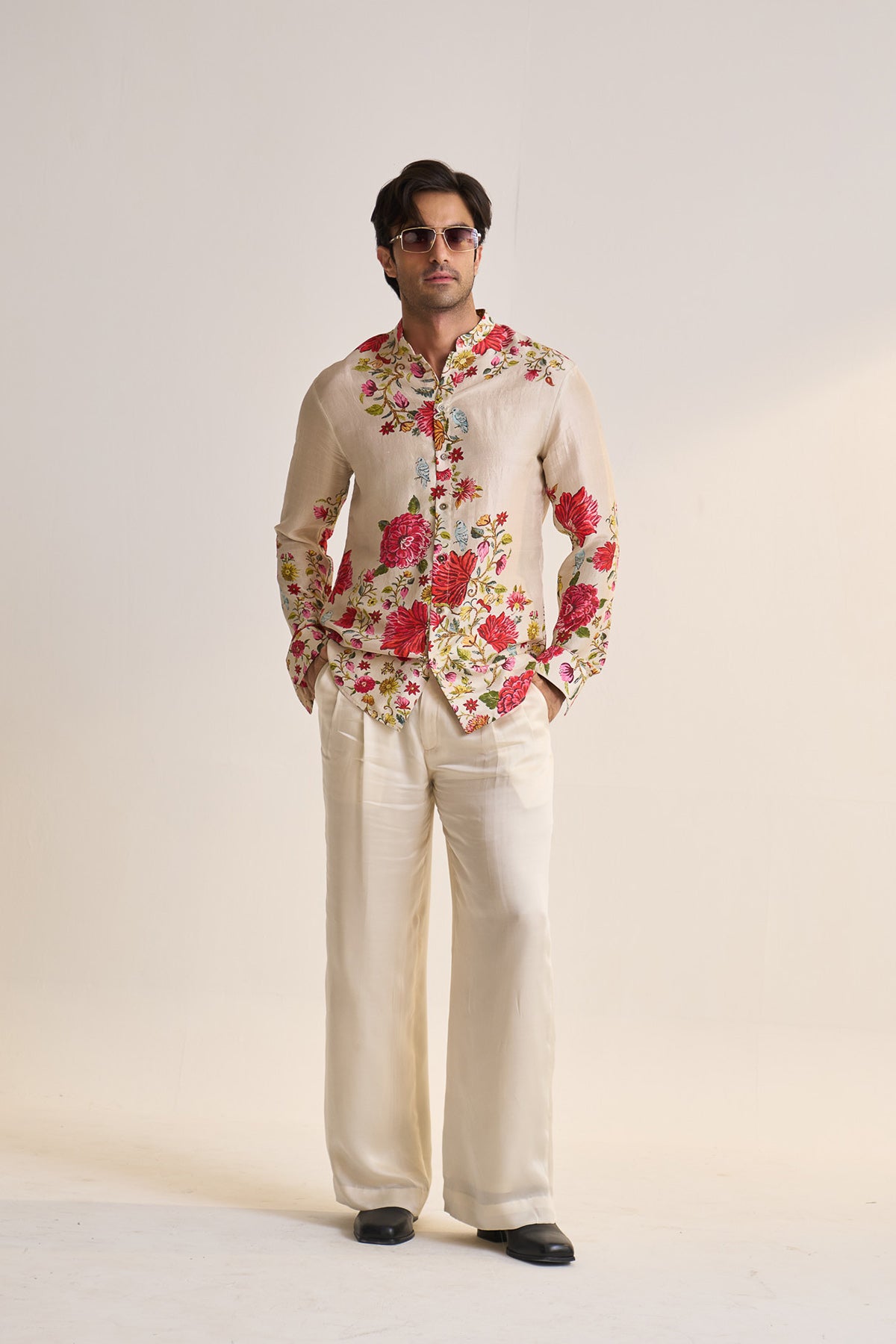 Noor-e-Kashmir printed ivory shirt