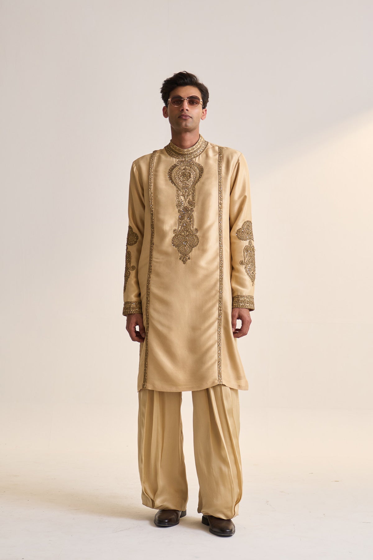 Dori embroidered long yoke kurta