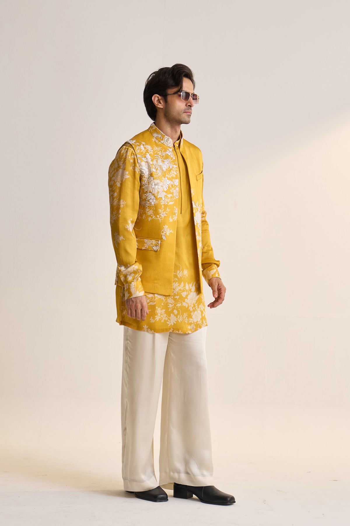 Summer parsi embellished nehru jacket