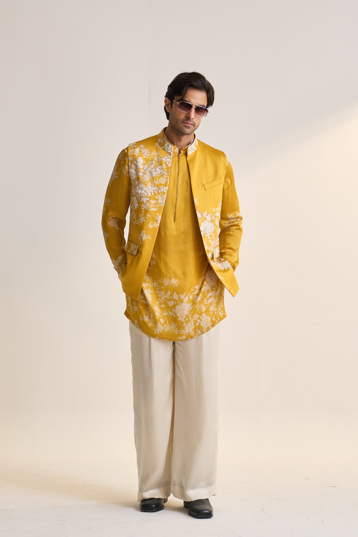 Summer parsi embellished nehru jacket